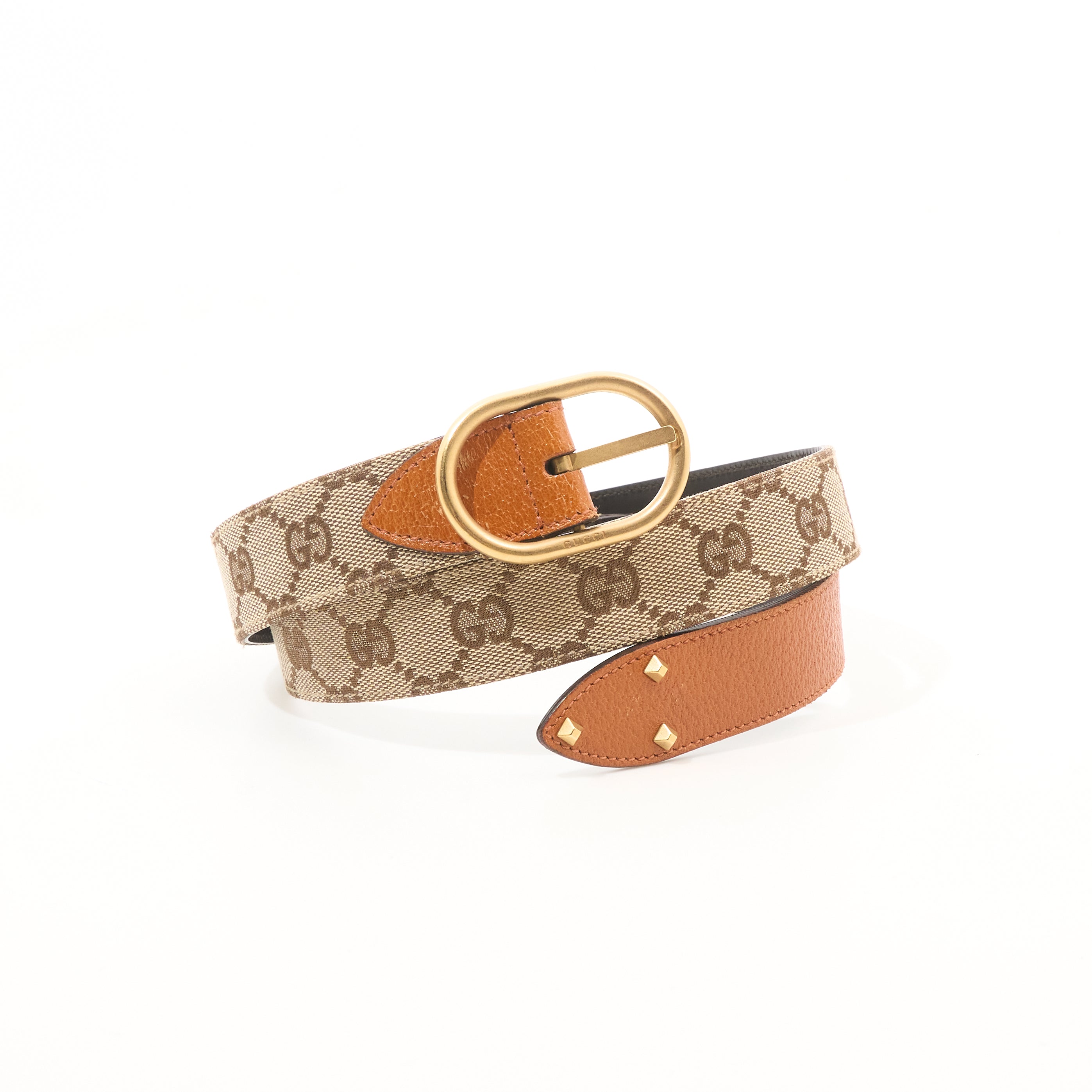 Gucci GG Supreme Tan Leather Belt