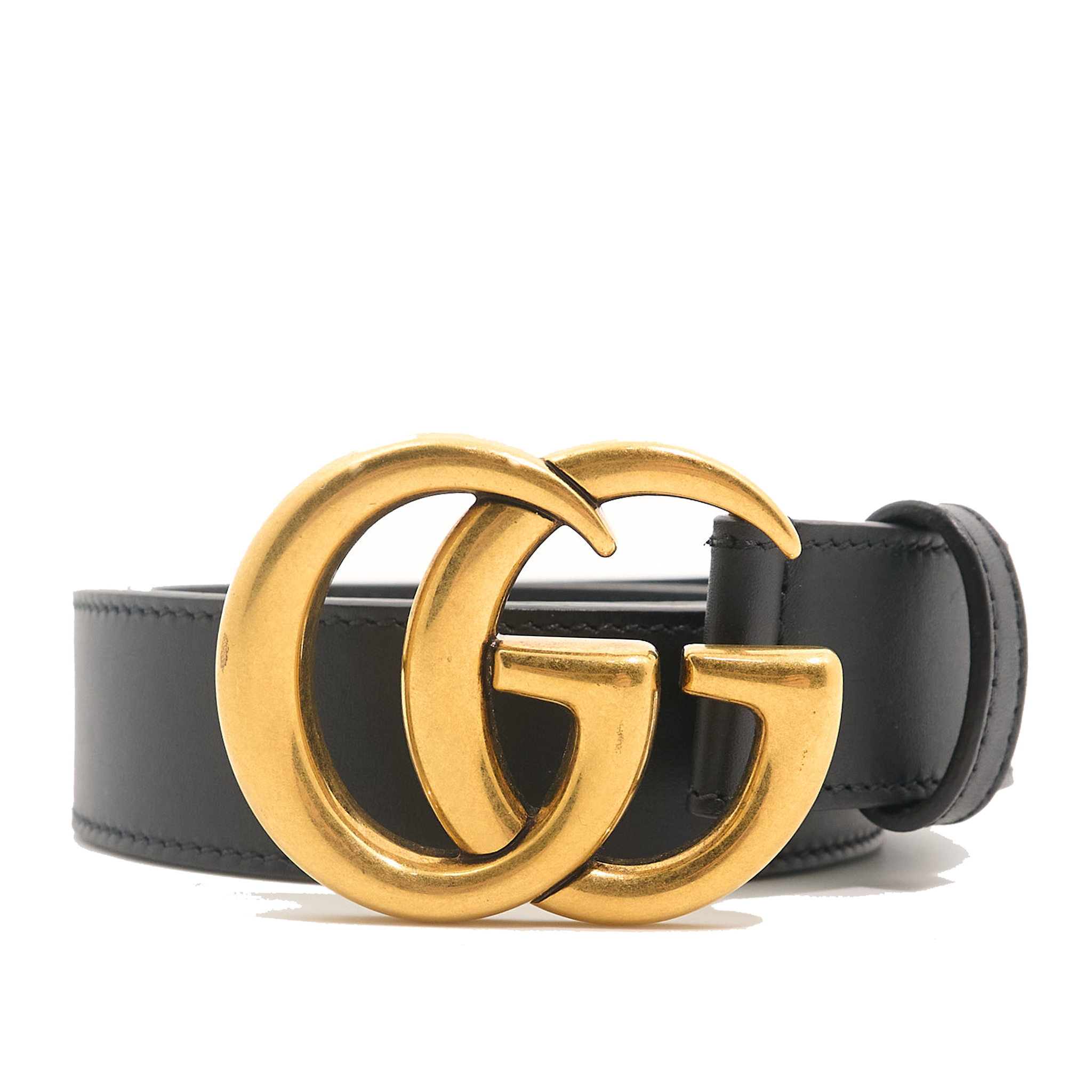 Gucci GG Black Leather Belt Size 90