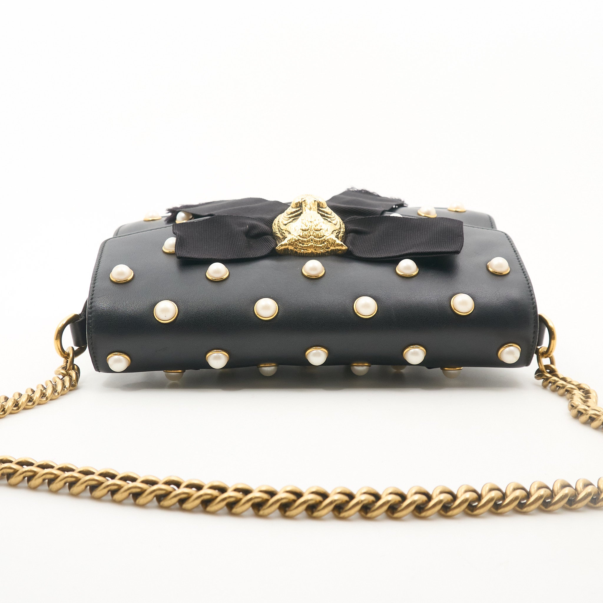 Gucci Broadway Feline Pearl Shoulder Bag