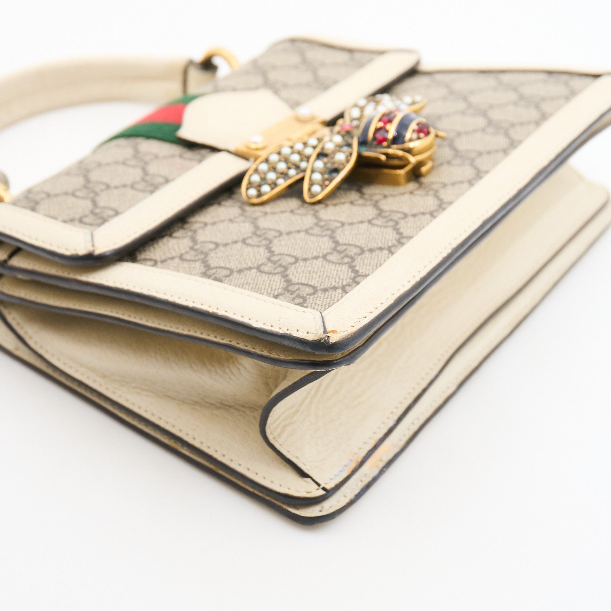 Gucci Canvas Queen Margaret Handle in GG Supreme Canvas with White Trim