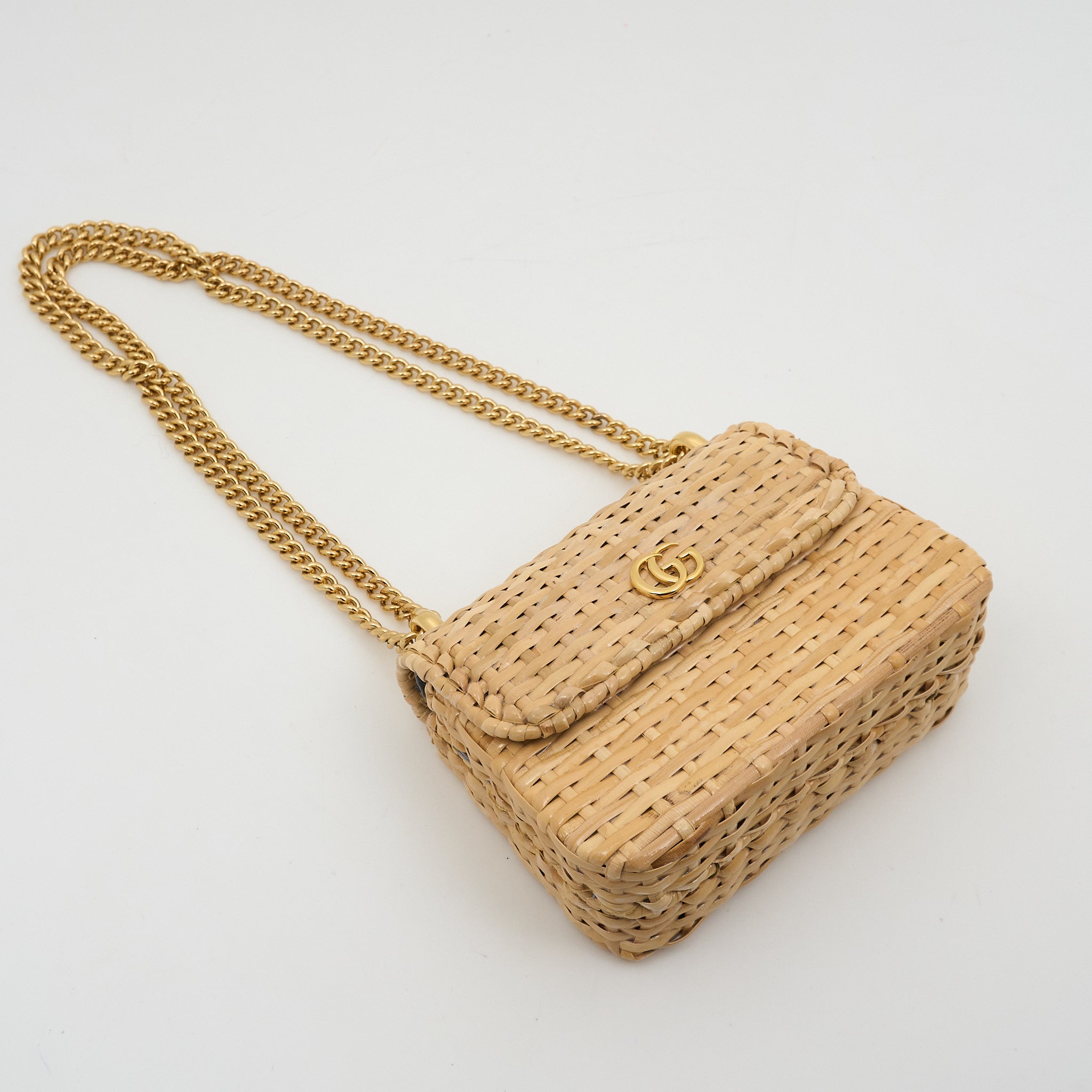 Gucci Glazed Wicker Mini Cestino Shoulder Bag