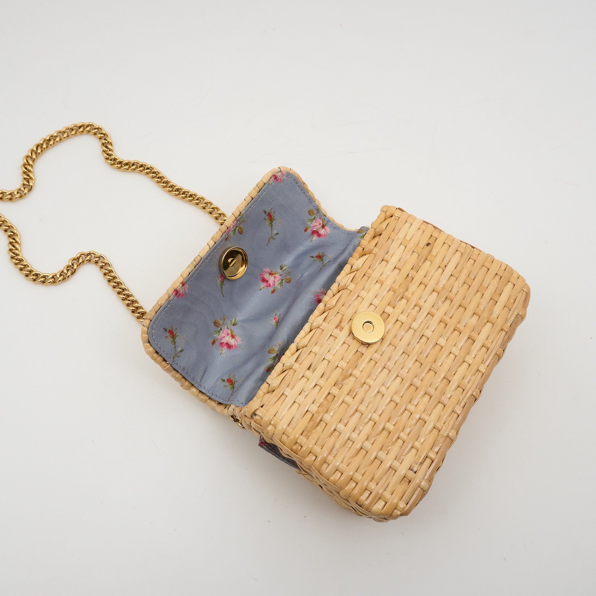 Gucci Glazed Wicker Mini Cestino Shoulder Bag