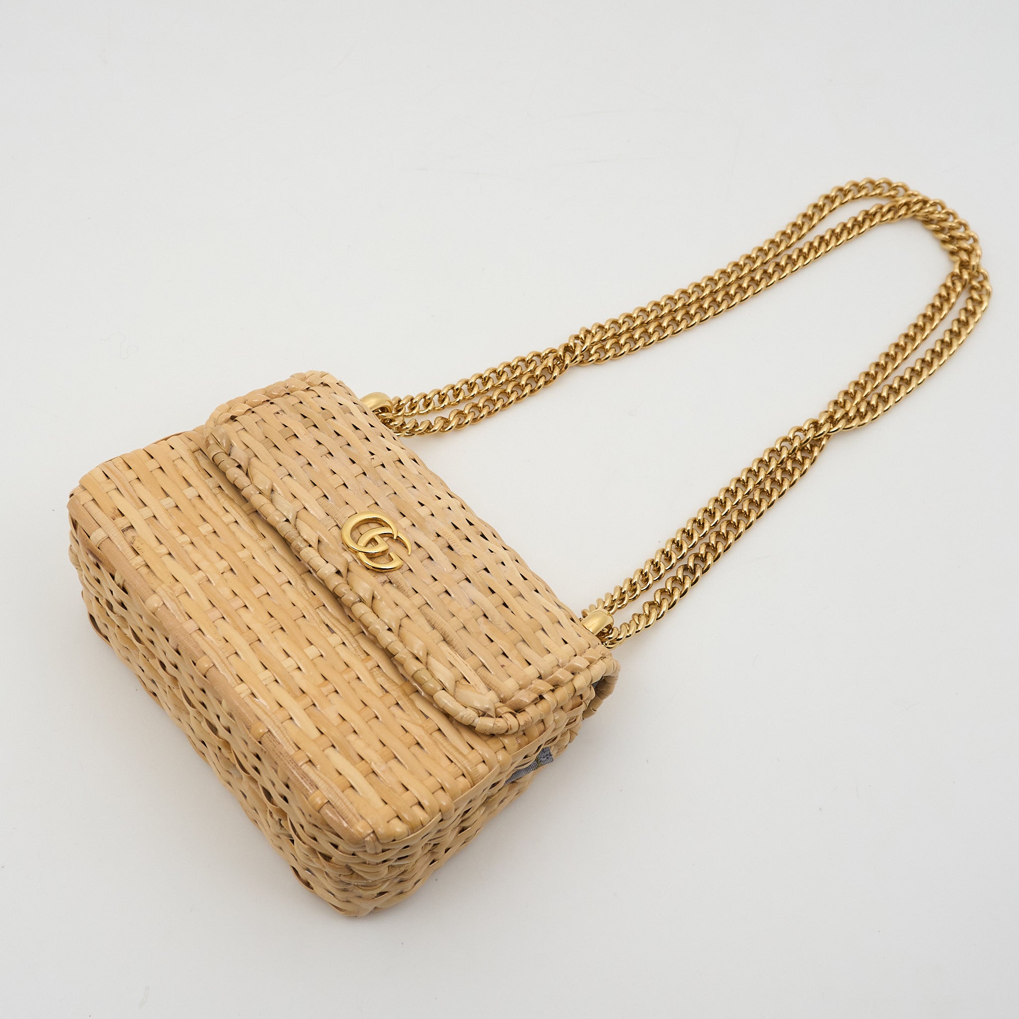Gucci Glazed Wicker Mini Cestino Shoulder Bag