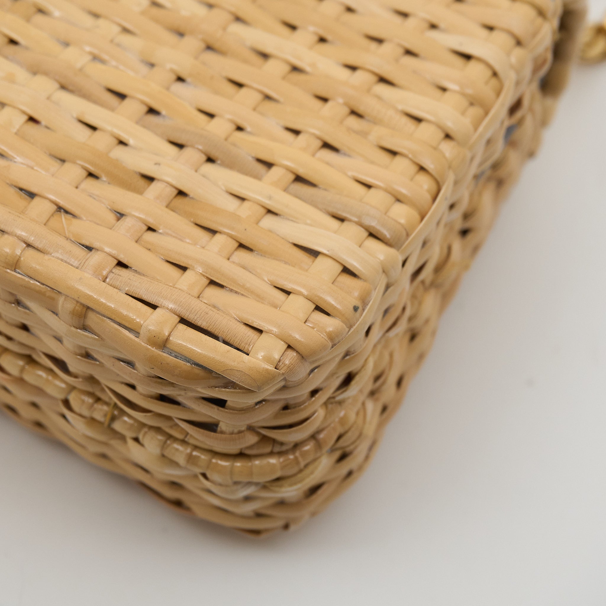 Gucci Glazed Wicker Mini Cestino Shoulder Bag