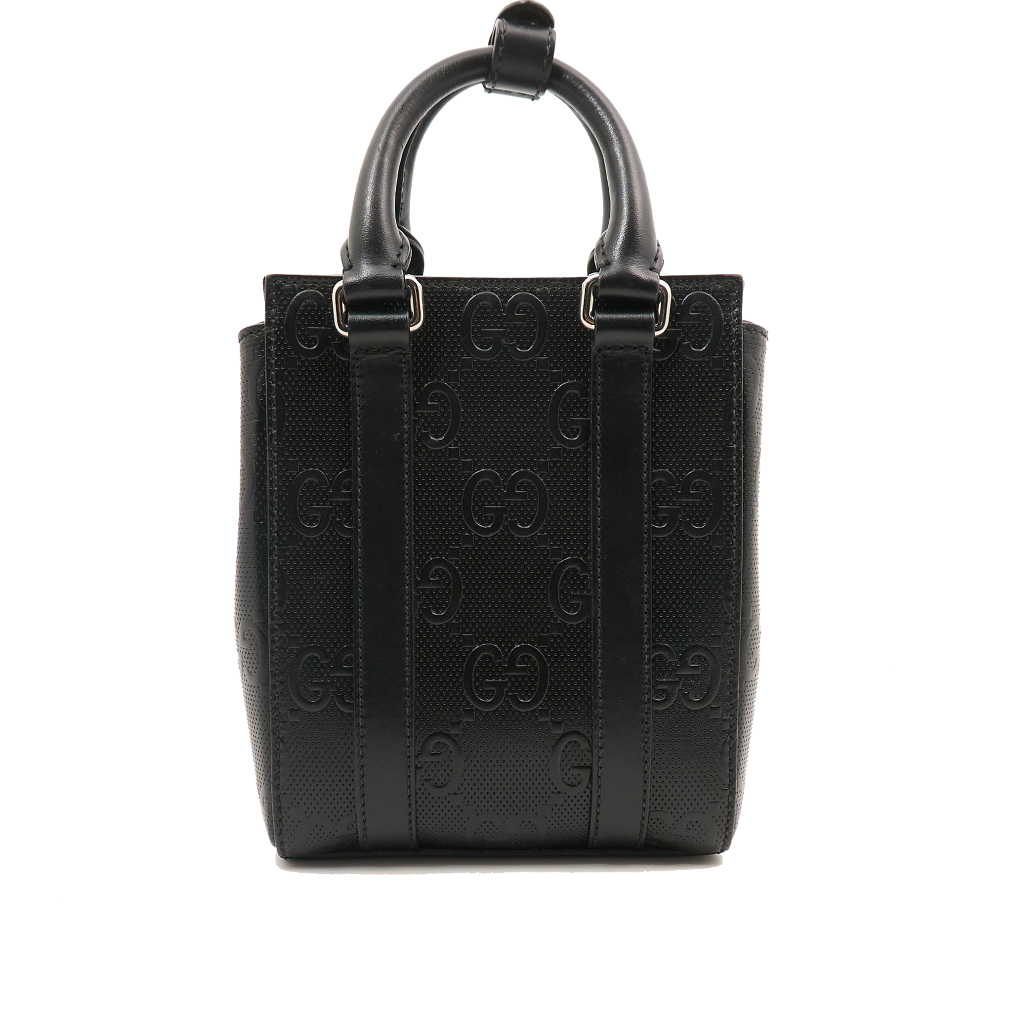 Gucci GG Embossed Tote in Black Leather