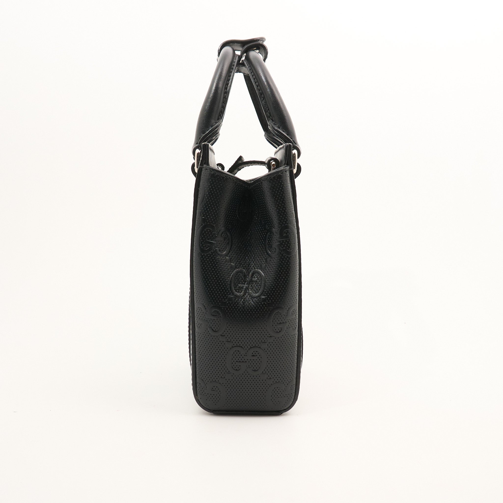 Gucci GG Embossed Tote in Black Leather