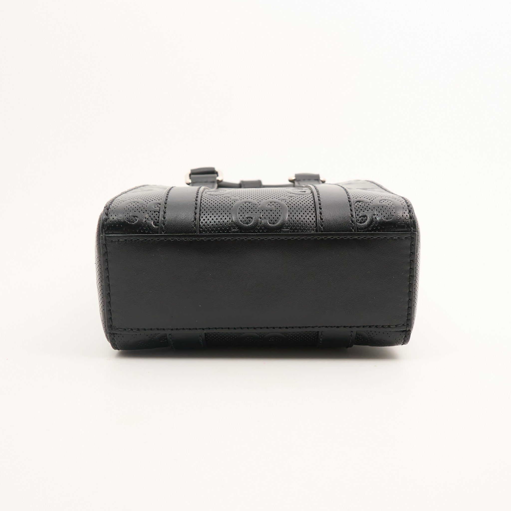 Gucci GG Embossed Tote in Black Leather