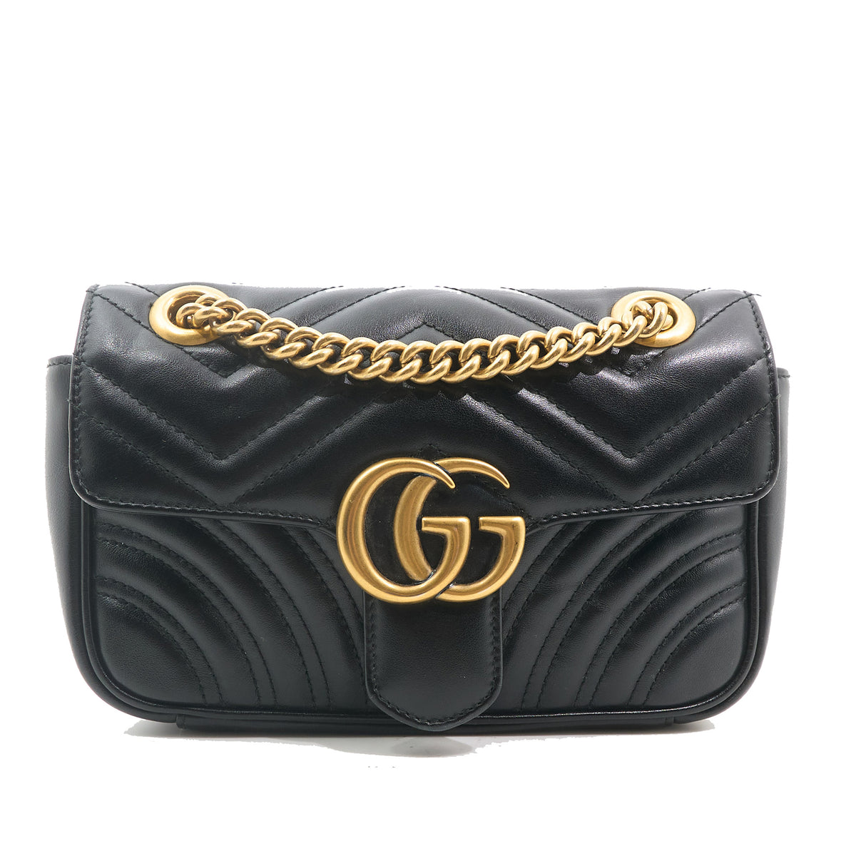 Gucci GG Marmont Matelassé Small Shoulder Flap Bag Black
