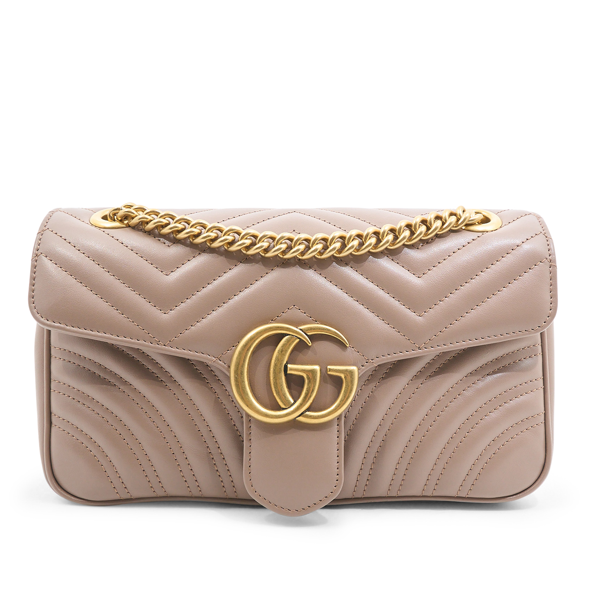 Gucci GG Marmont Small Matelassé Shoulder Flap Bag Nude Pink