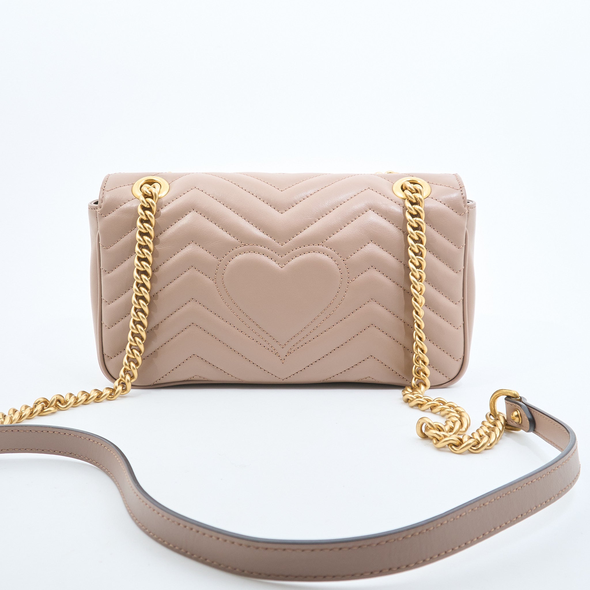 Gucci GG Marmont Small Matelassé Shoulder Flap Bag Nude Pink