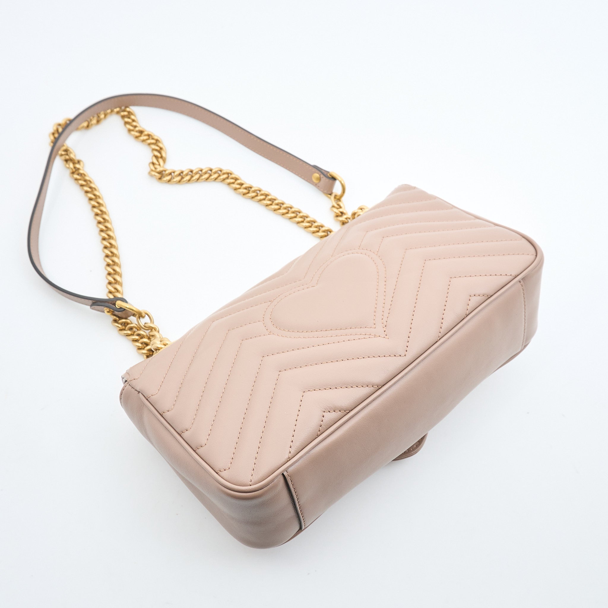 Gucci GG Marmont Small Matelassé Shoulder Flap Bag Nude Pink
