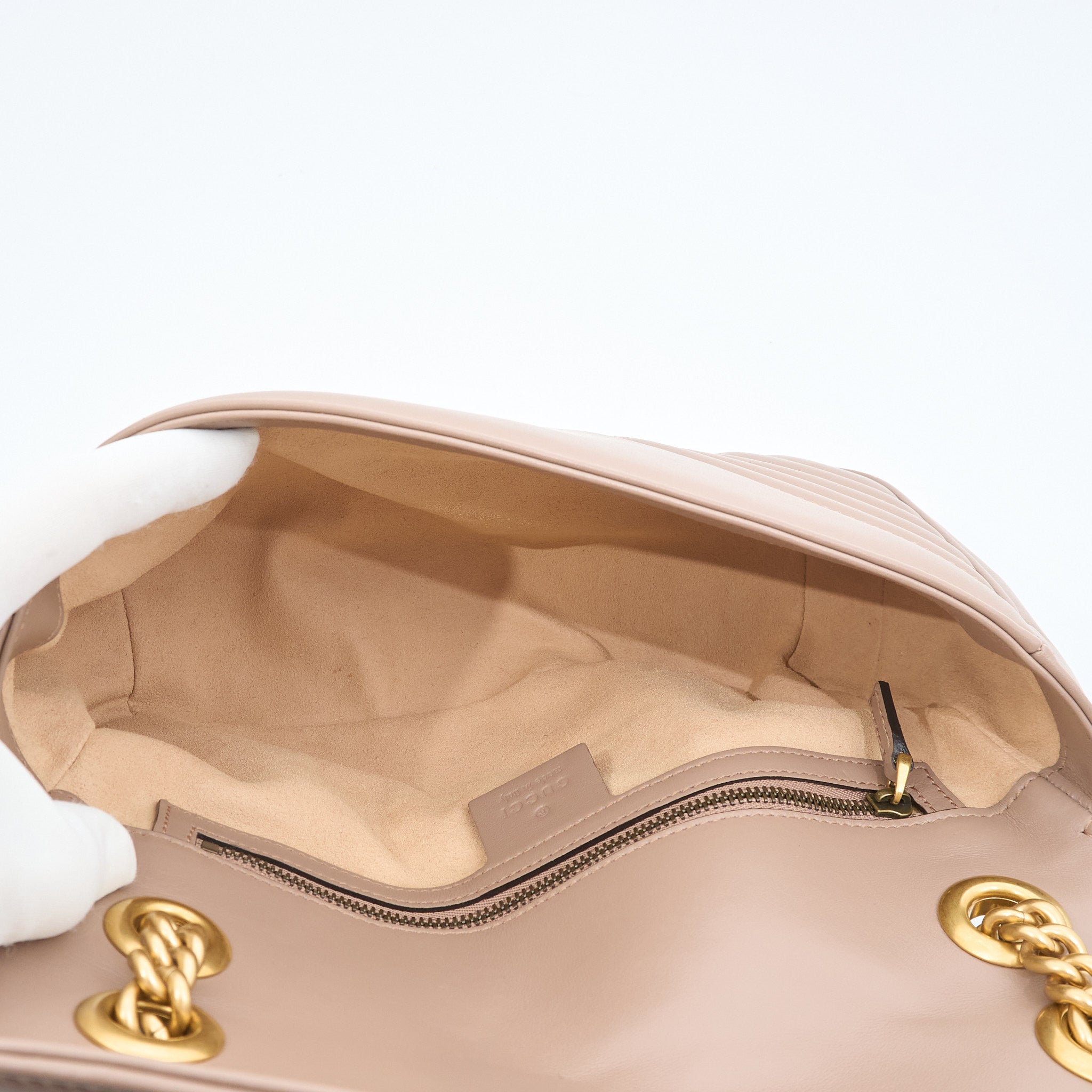 Gucci GG Marmont Small Matelassé Shoulder Flap Bag Nude Pink
