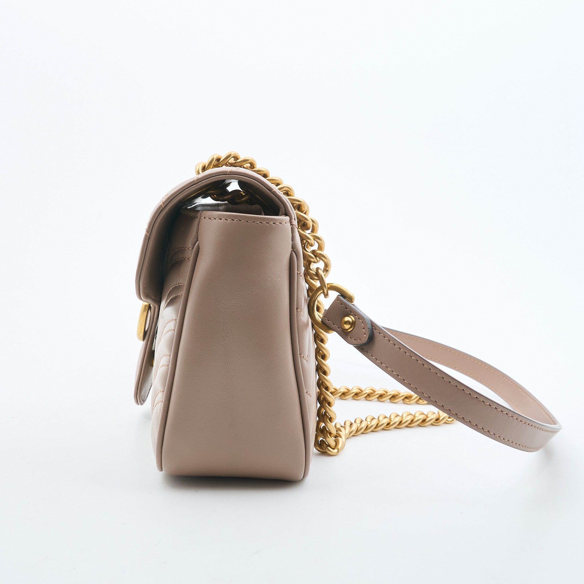 Gucci GG Marmont Small Matelassé Shoulder Flap Bag Nude Pink