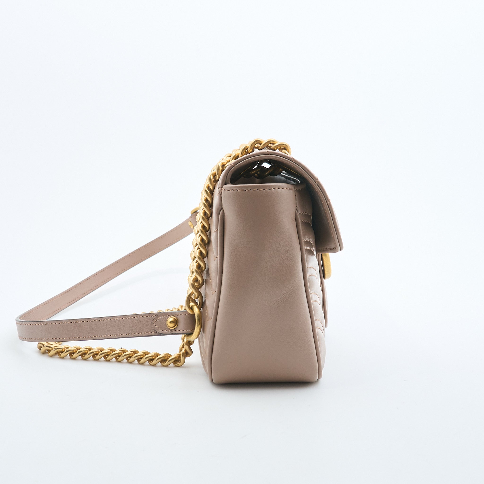 Gucci GG Marmont Small Matelassé Shoulder Flap Bag Nude Pink