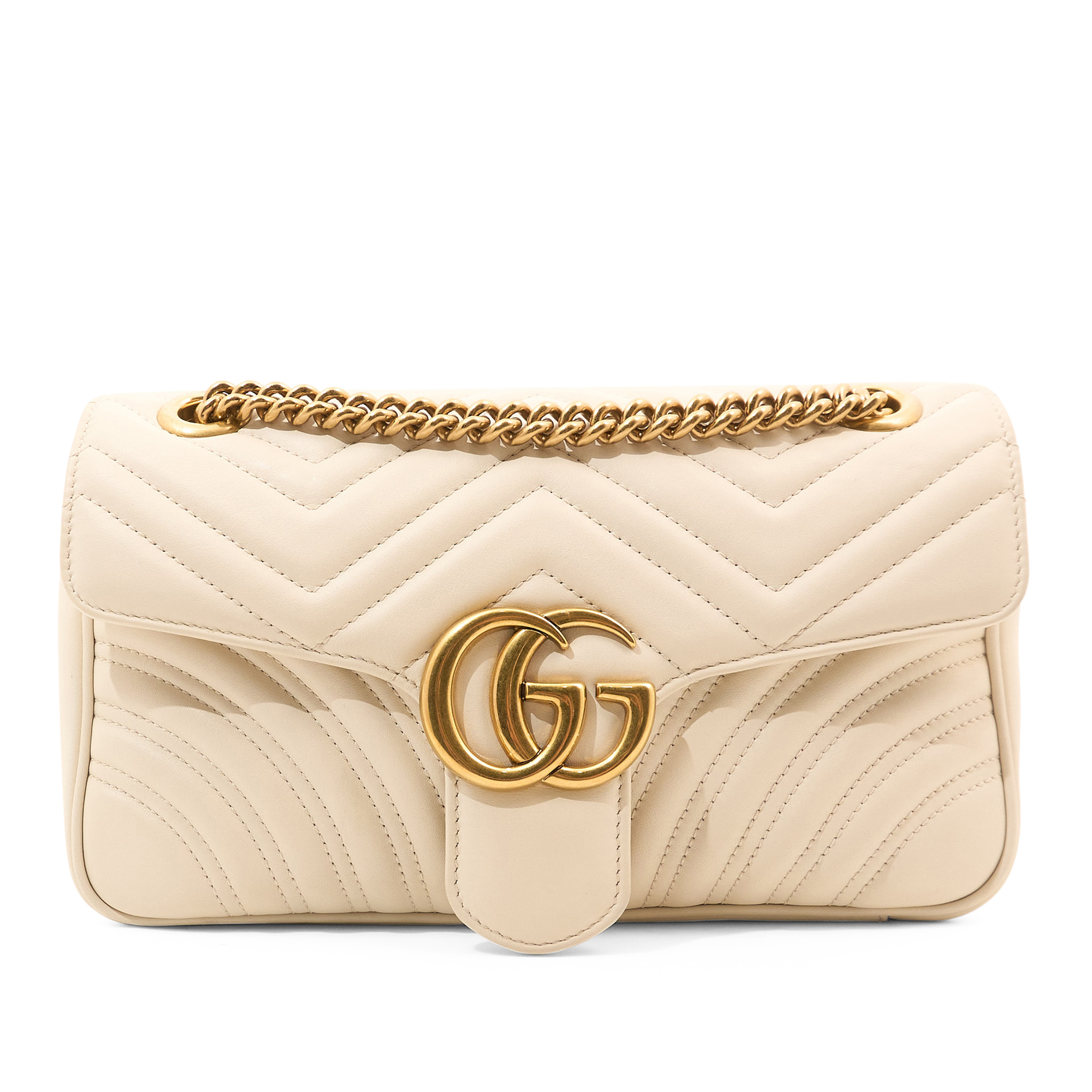 Gucci GG Marmont Small Matelassé Shoulder Flap Bag White