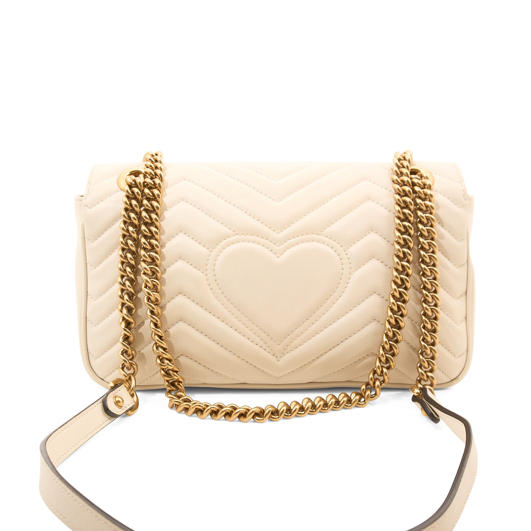 Gucci GG Marmont Small Matelassé Shoulder Flap Bag White