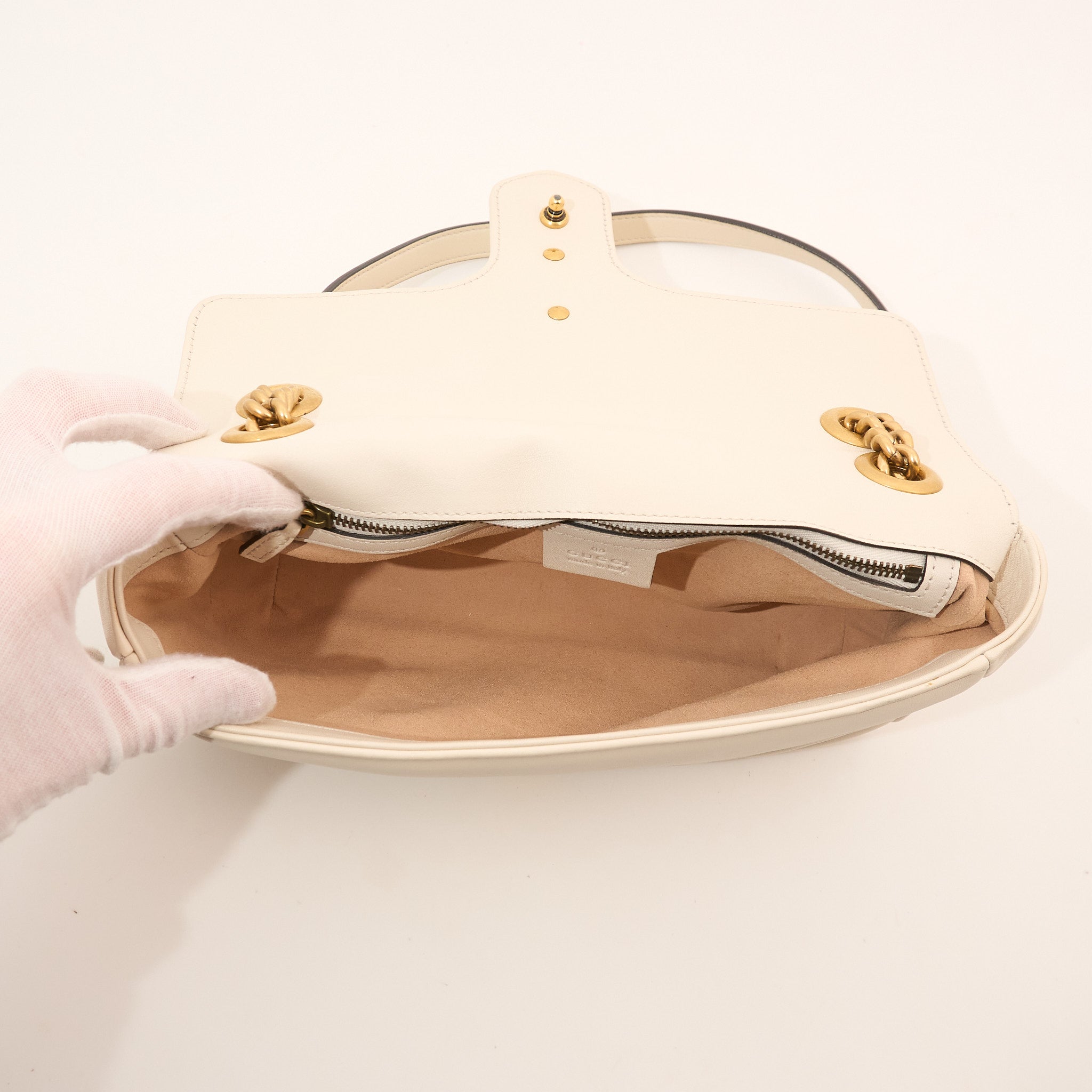 Gucci GG Marmont Small Matelassé Shoulder Flap Bag White