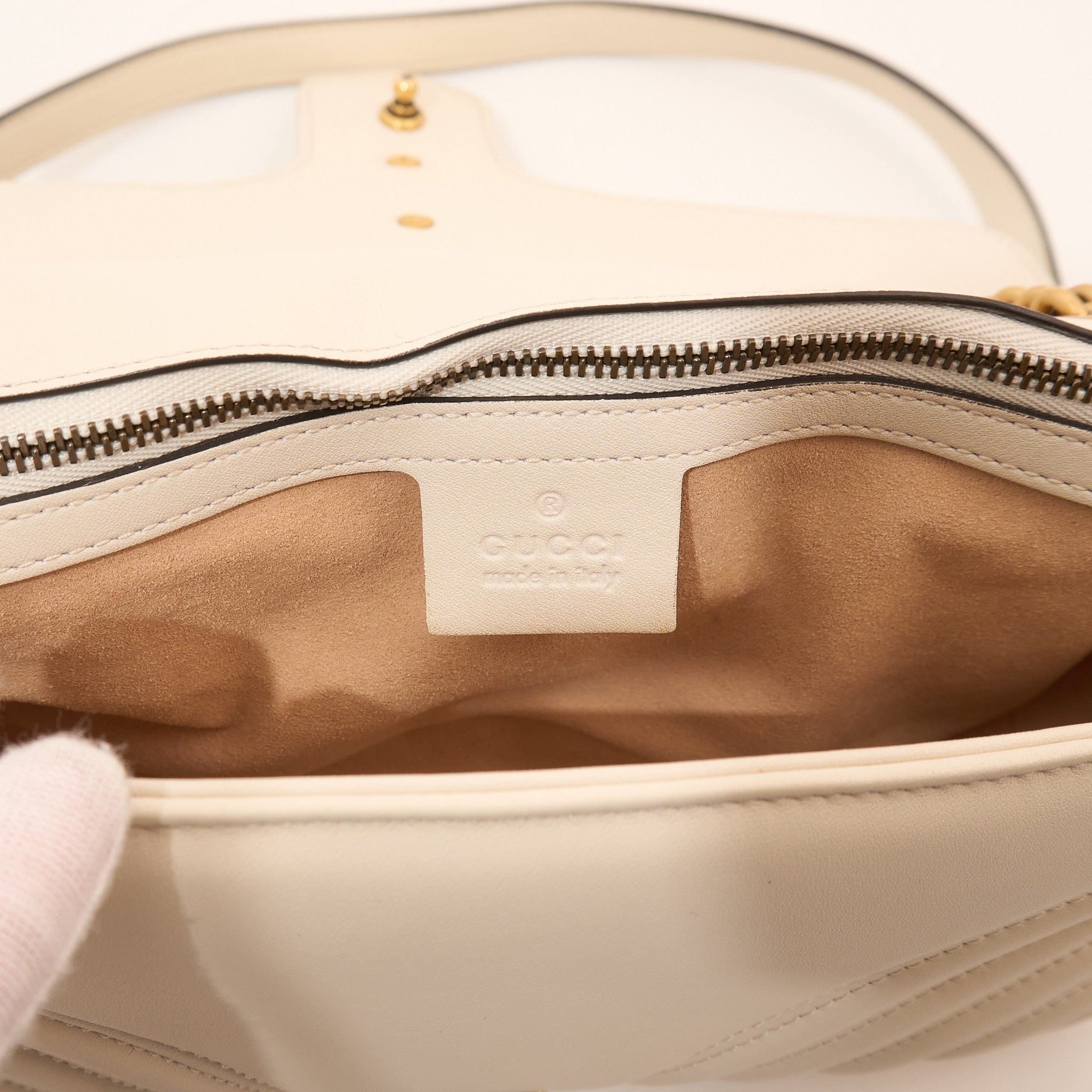 Gucci GG Marmont Small Matelassé Shoulder Flap Bag White