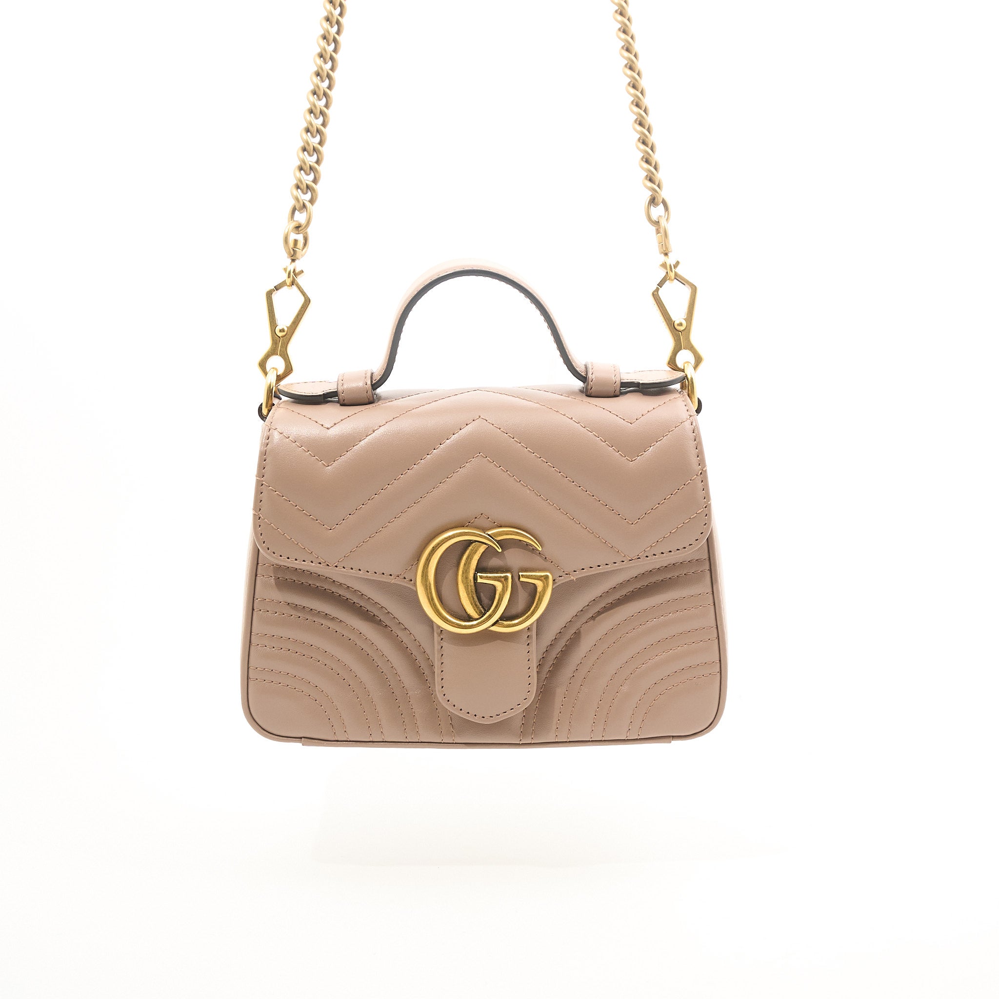 Gucci GG Marmont Small Top Handle Bag in Nude