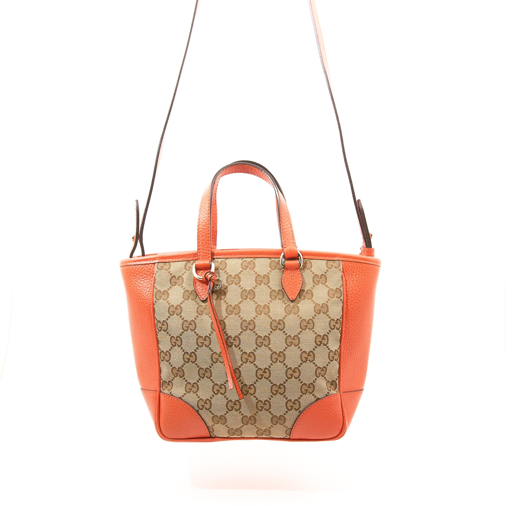 Gucci GG Supreme Orange Leather Crossbody Tote