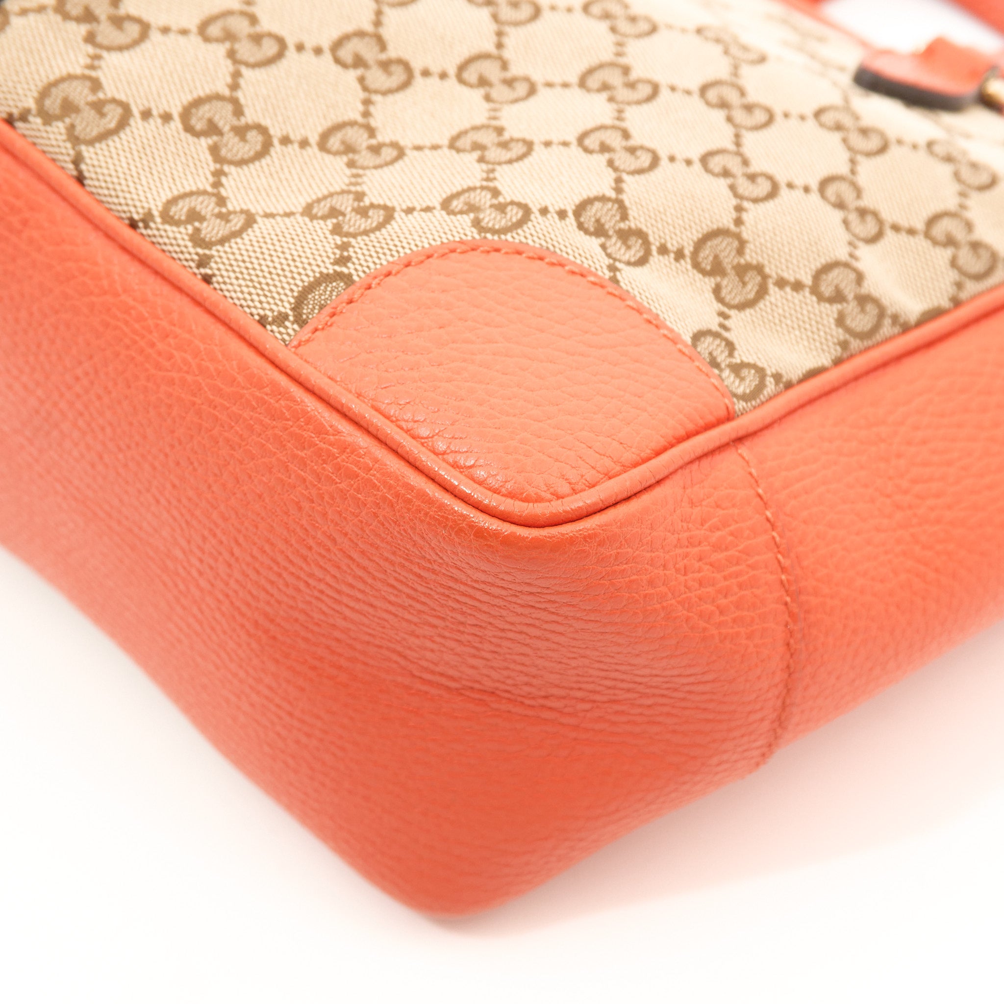 Gucci GG Supreme Orange Leather Crossbody Tote