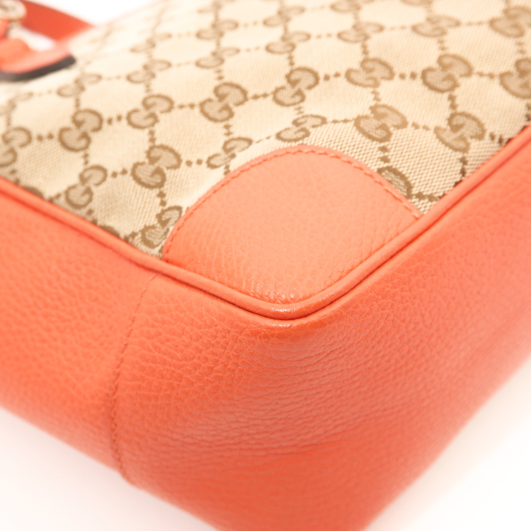 Gucci GG Supreme Orange Leather Crossbody Tote