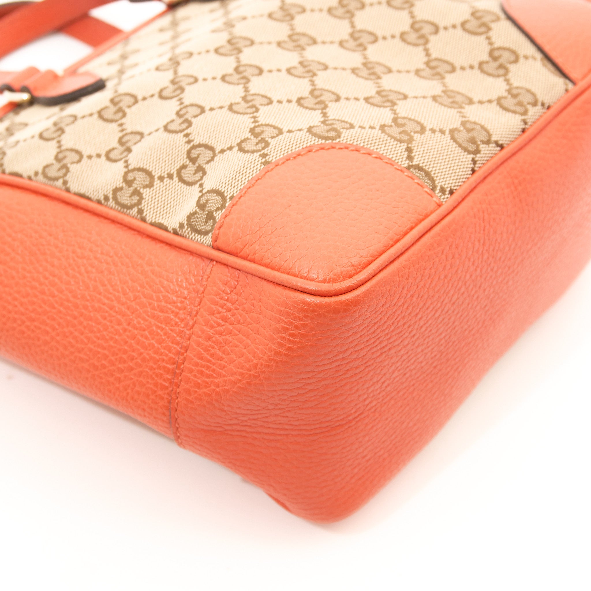 Gucci GG Supreme Orange Leather Crossbody Tote