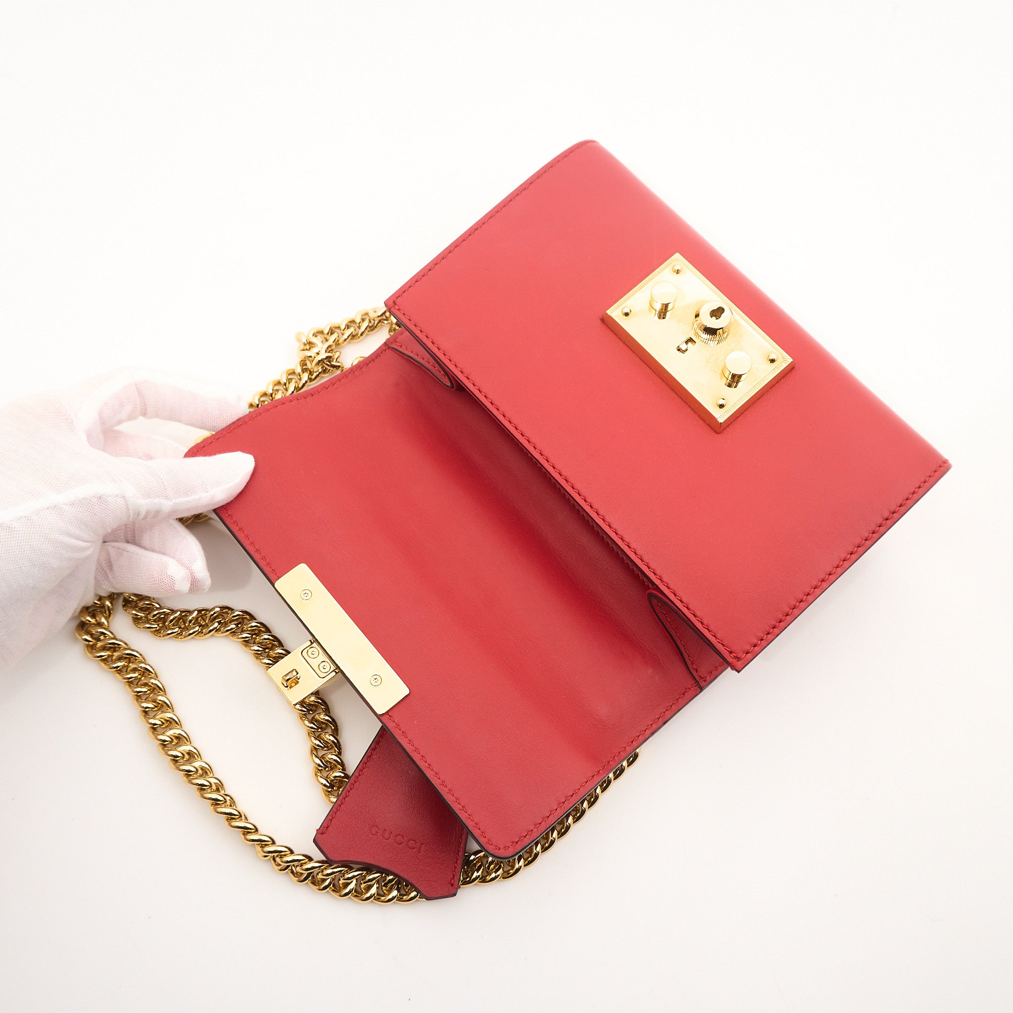 Gucci Guccissima Padlock Bag in Pelle Rosso