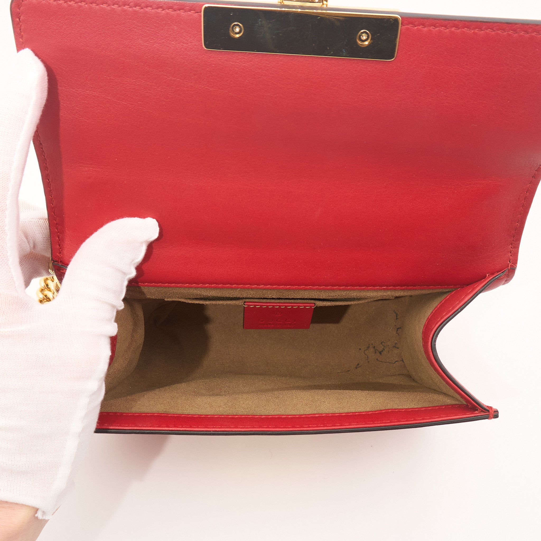 Gucci Guccissima Padlock Bag in Pelle Rosso