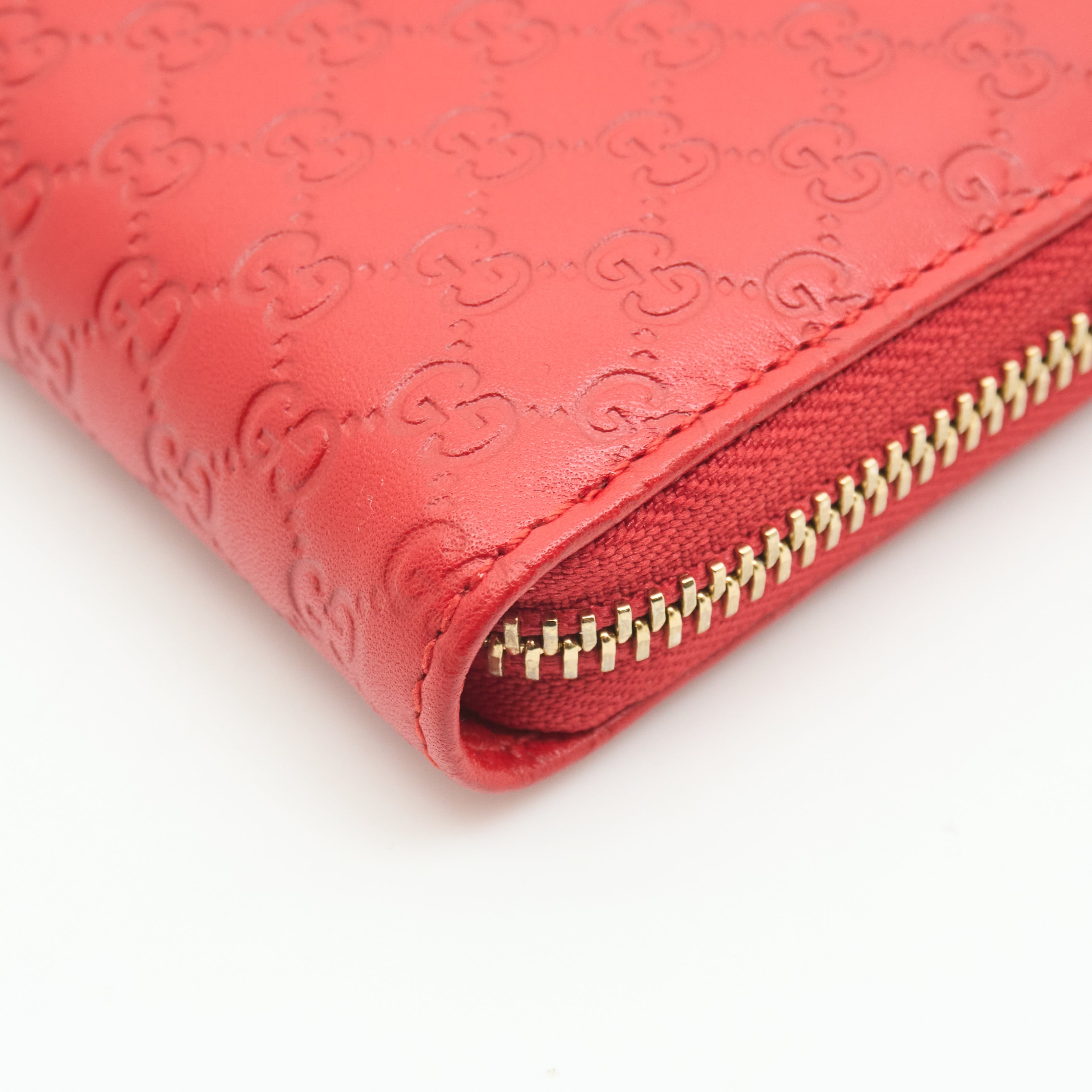 Gucci Heart Zip Around Long Wallet In Red Leather