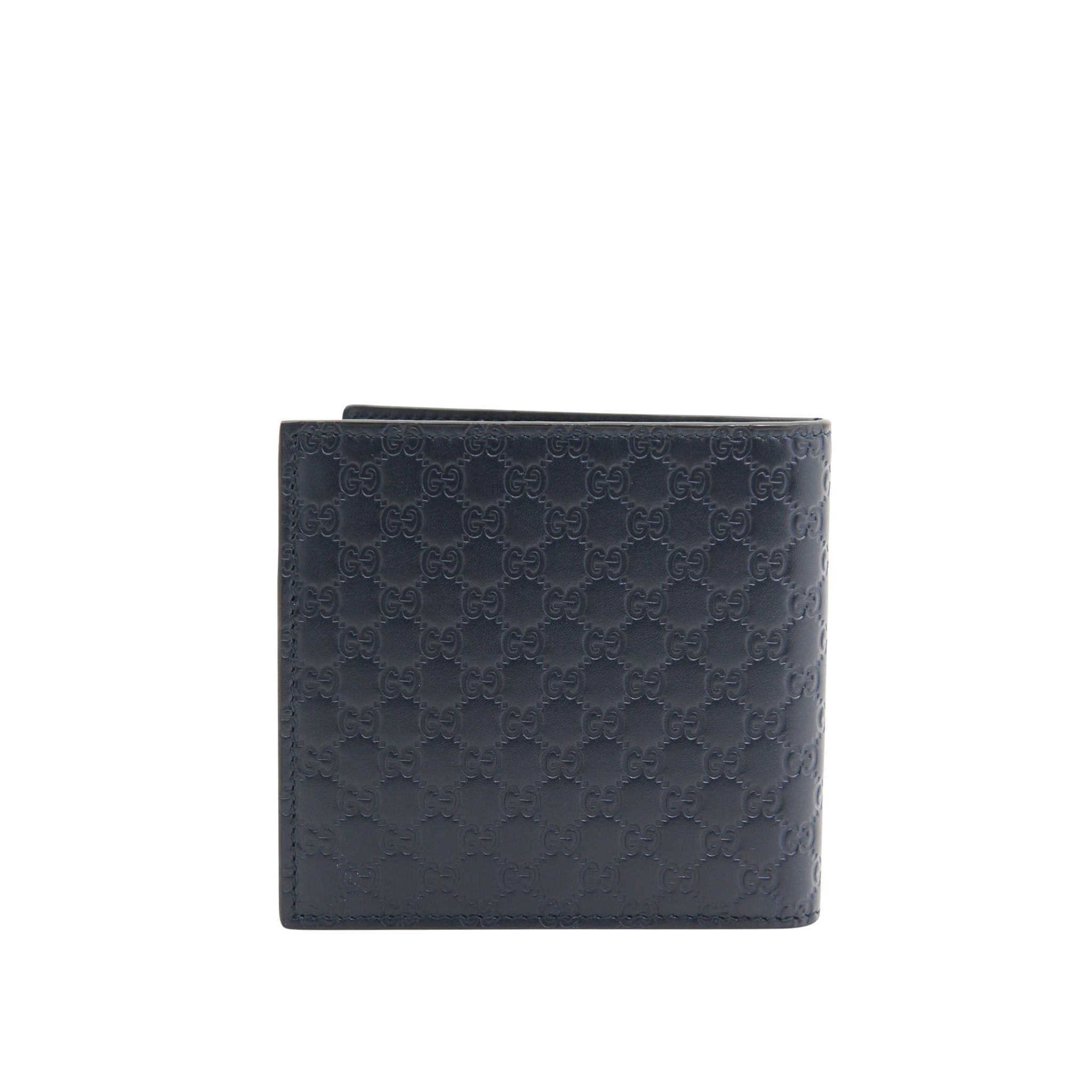 Gucci Leather Bi-Fold Wallet in Navy