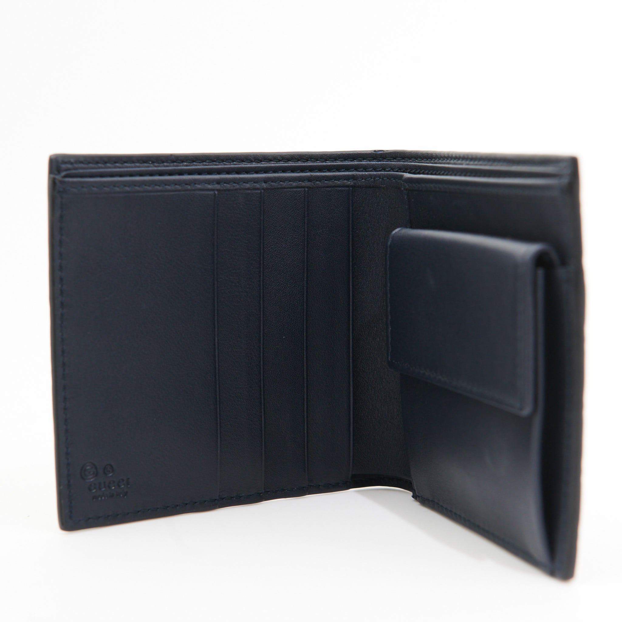 Gucci Leather Bi-Fold Wallet in Navy