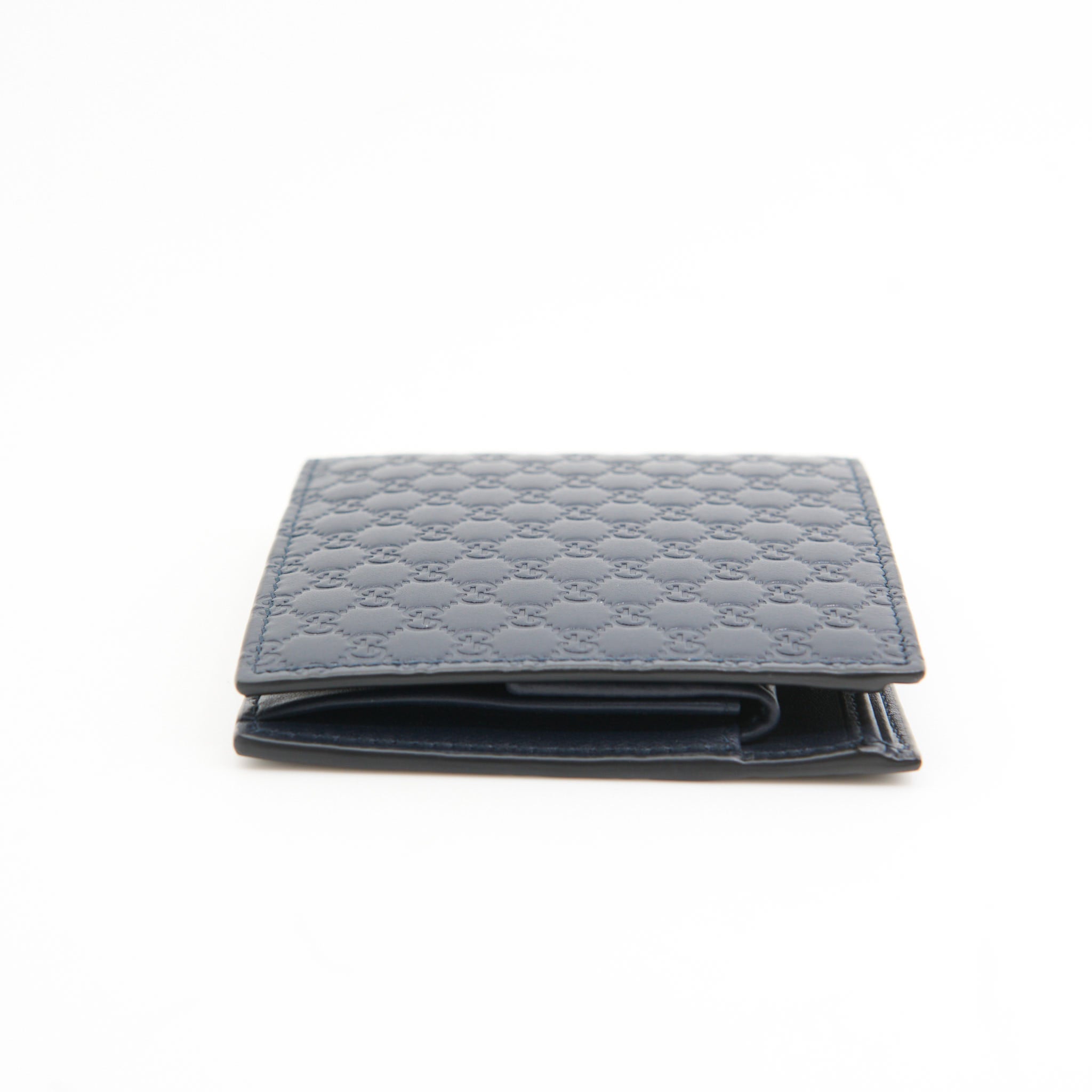 Gucci Leather Bi-Fold Wallet in Navy