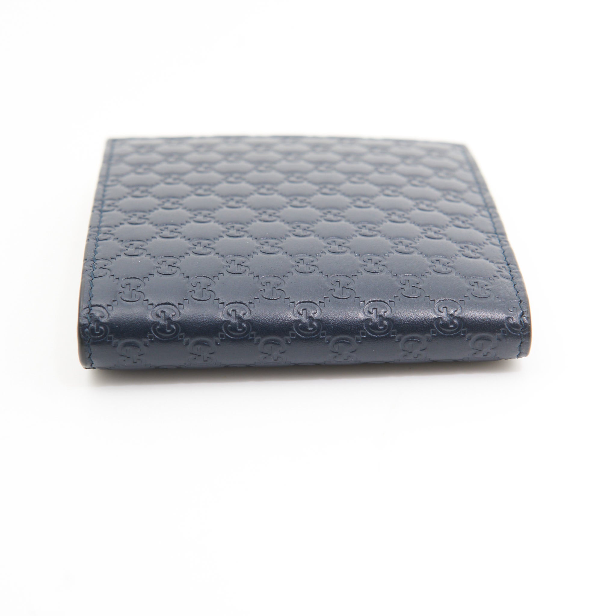 Gucci Leather Bi-Fold Wallet in Navy