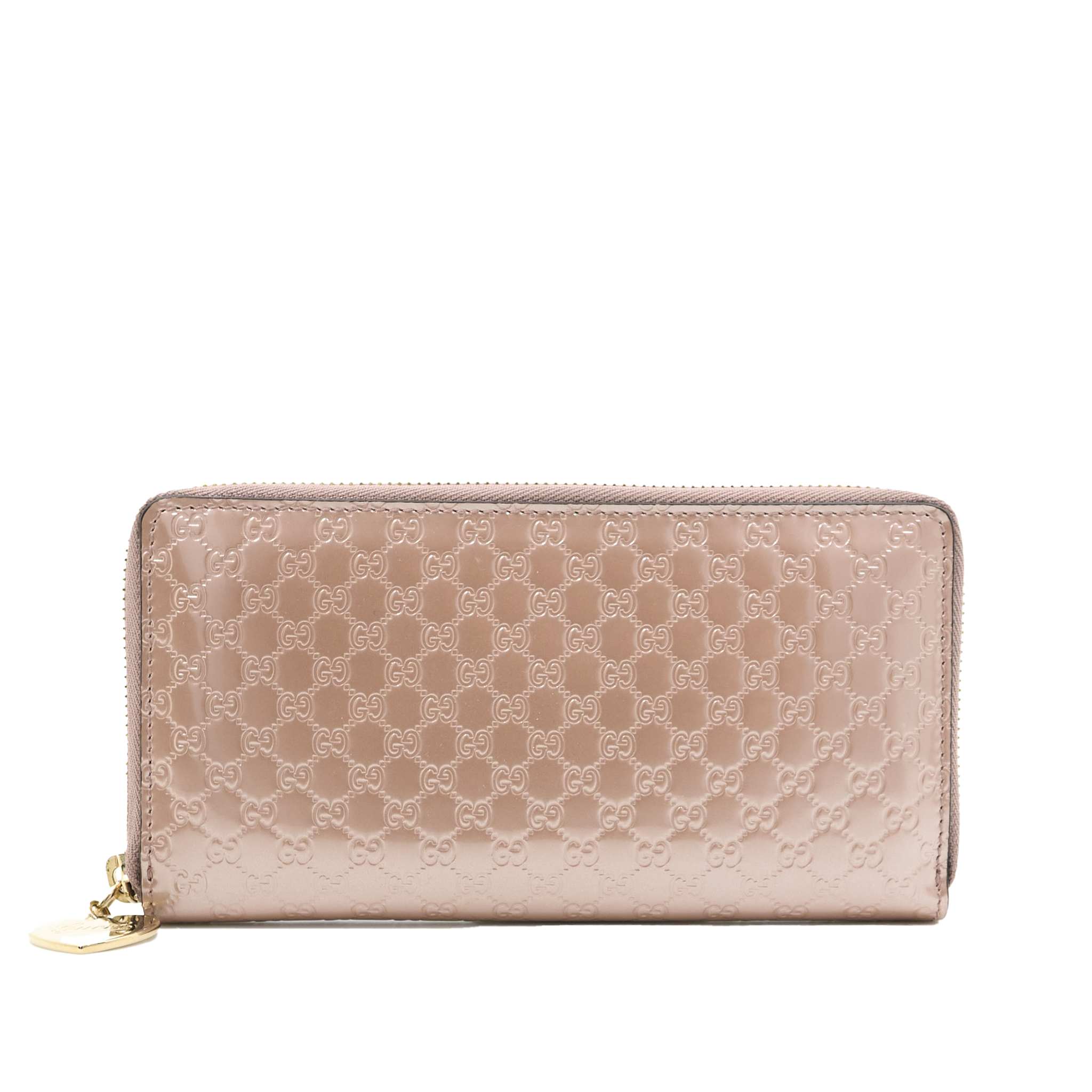 Gucci Leather Guccisima Zip Wallet Metallic Dusty Pink