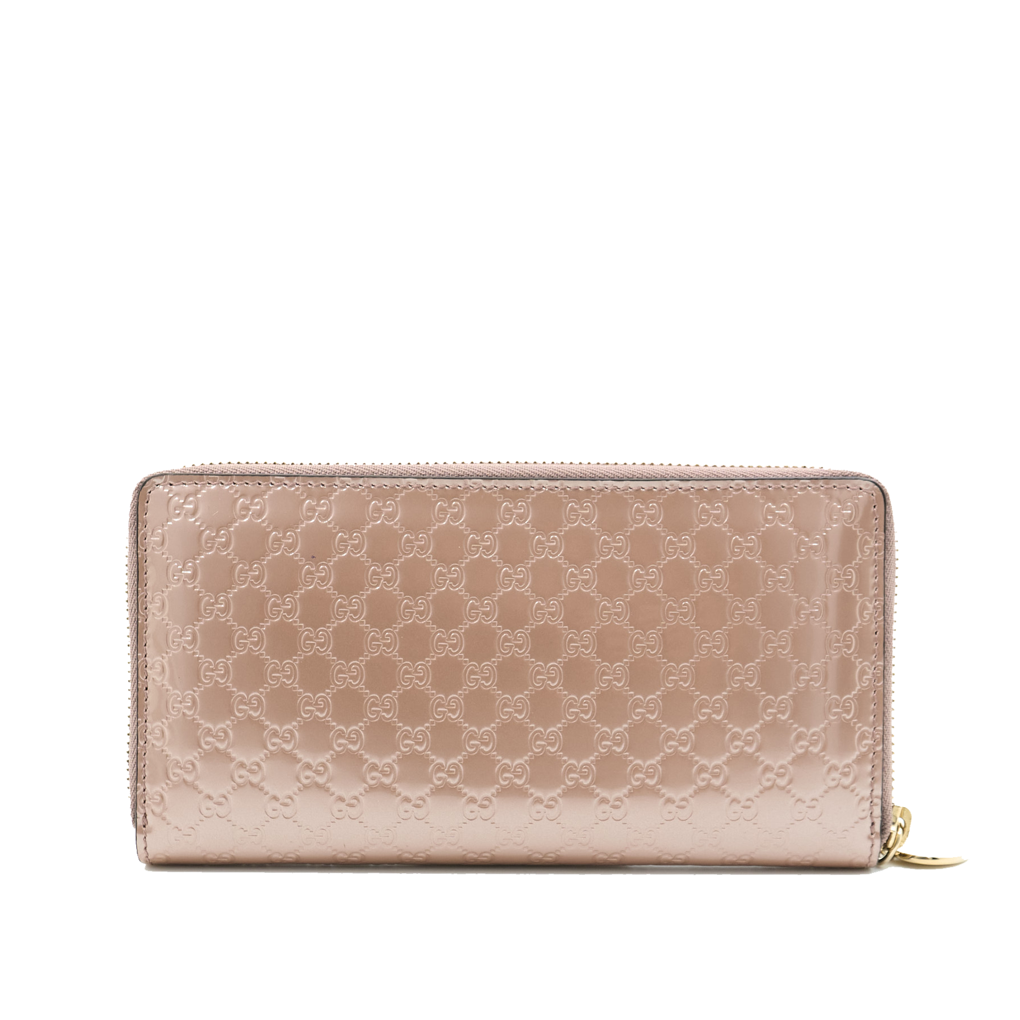 Gucci Leather Guccisima Zip Wallet Metallic Dusty Pink
