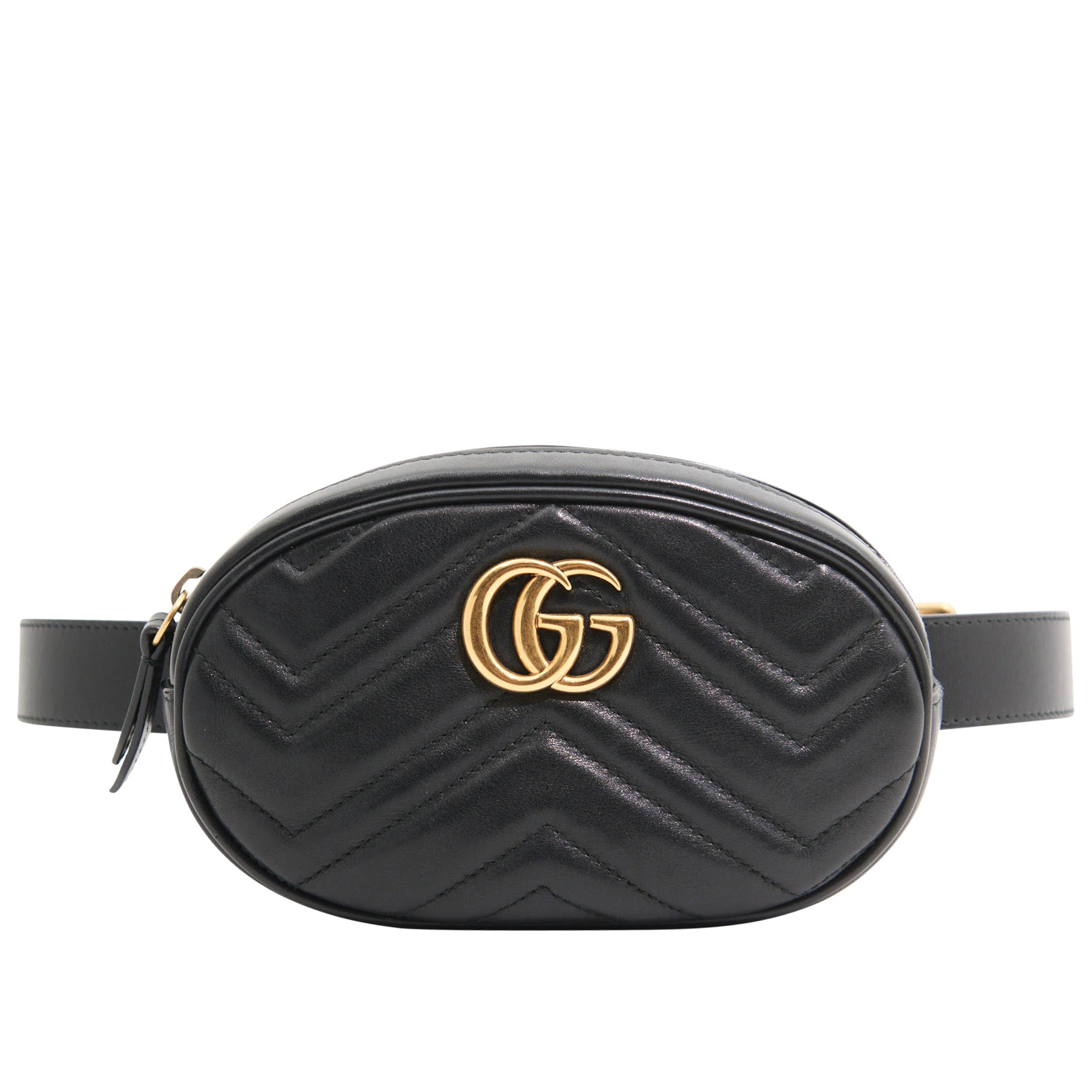 Gucci Leather Marmont Belt Bag in Black GHW
