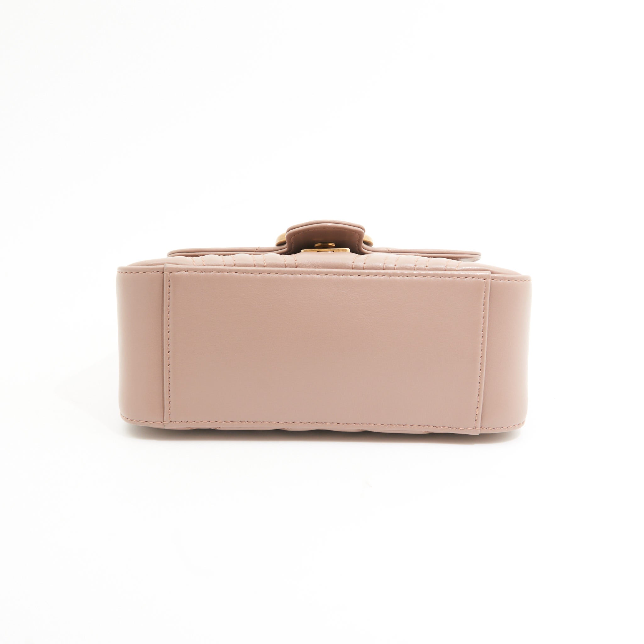 Gucci Leather Marmont GG Top Handle in Beige GHW