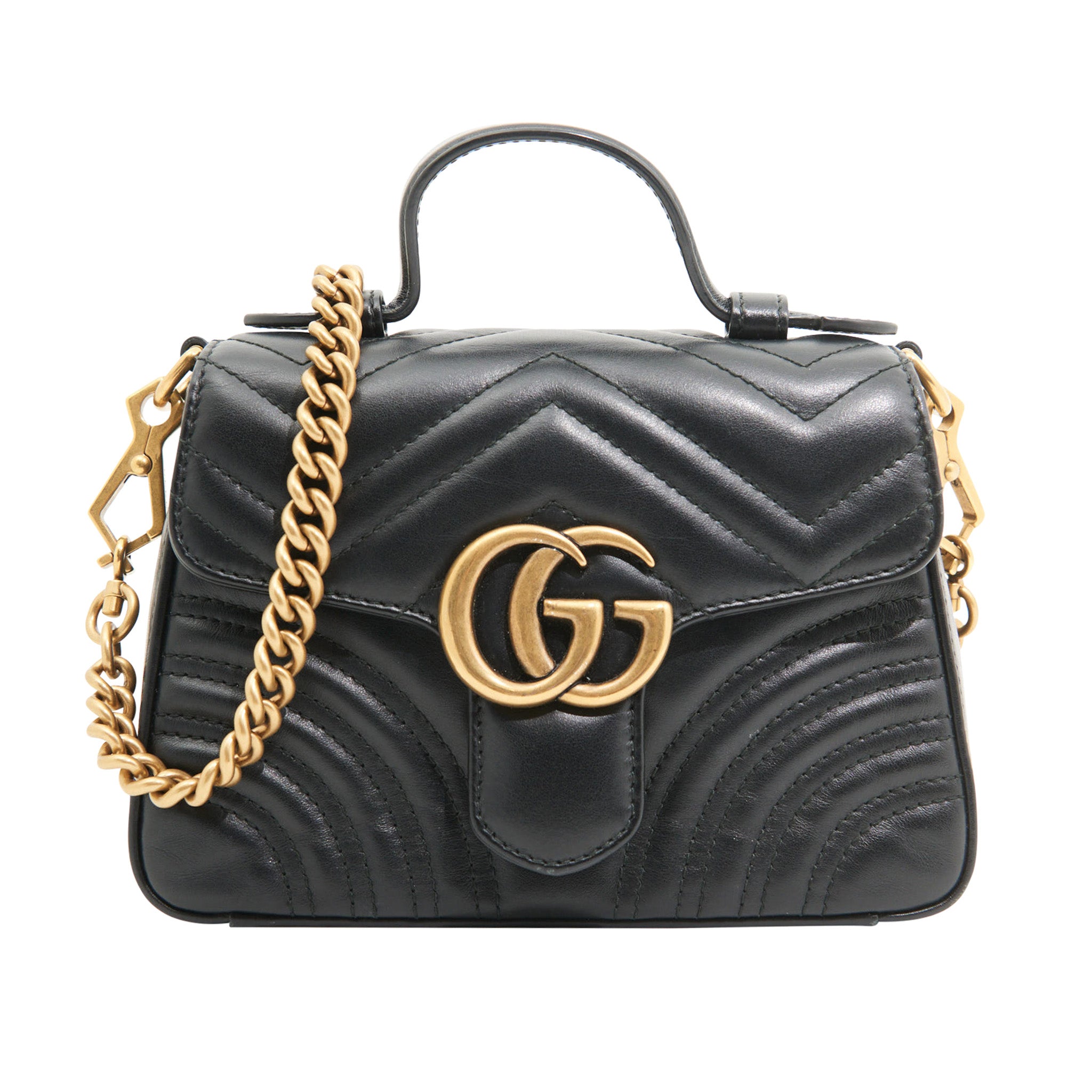 Gucci Leather Marmont Top Handle in Black