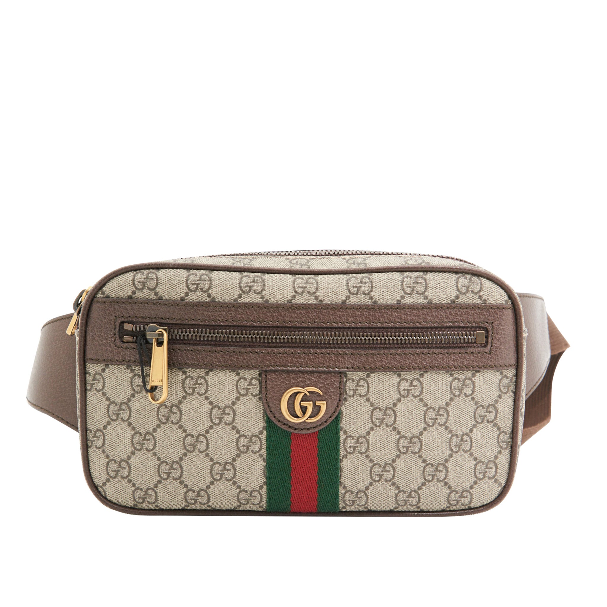 Gucci Leather Ophidia GG Belt Bag in Brown Monogram GHW