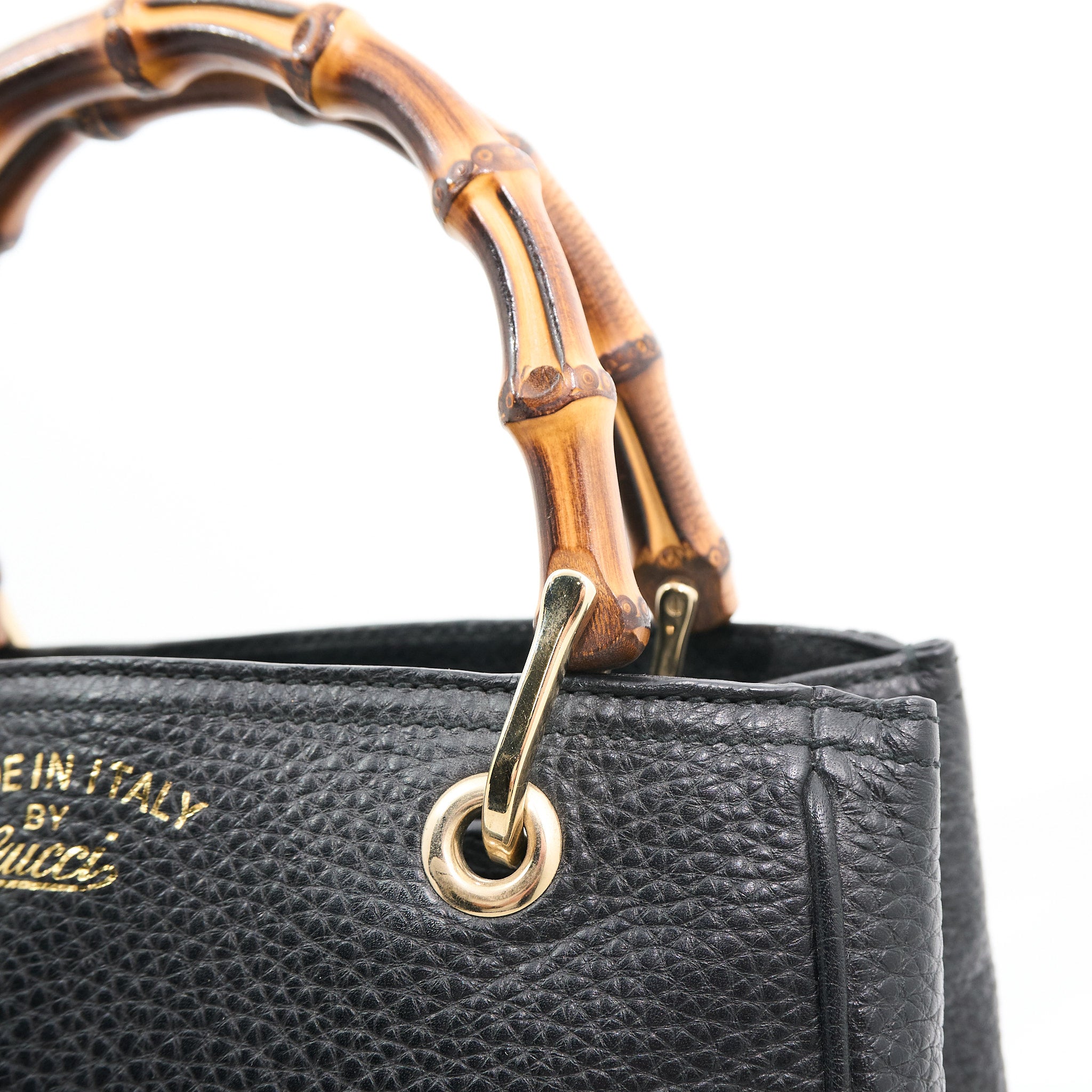 Gucci Bamboo Shopper Tote Bag in Black Leather