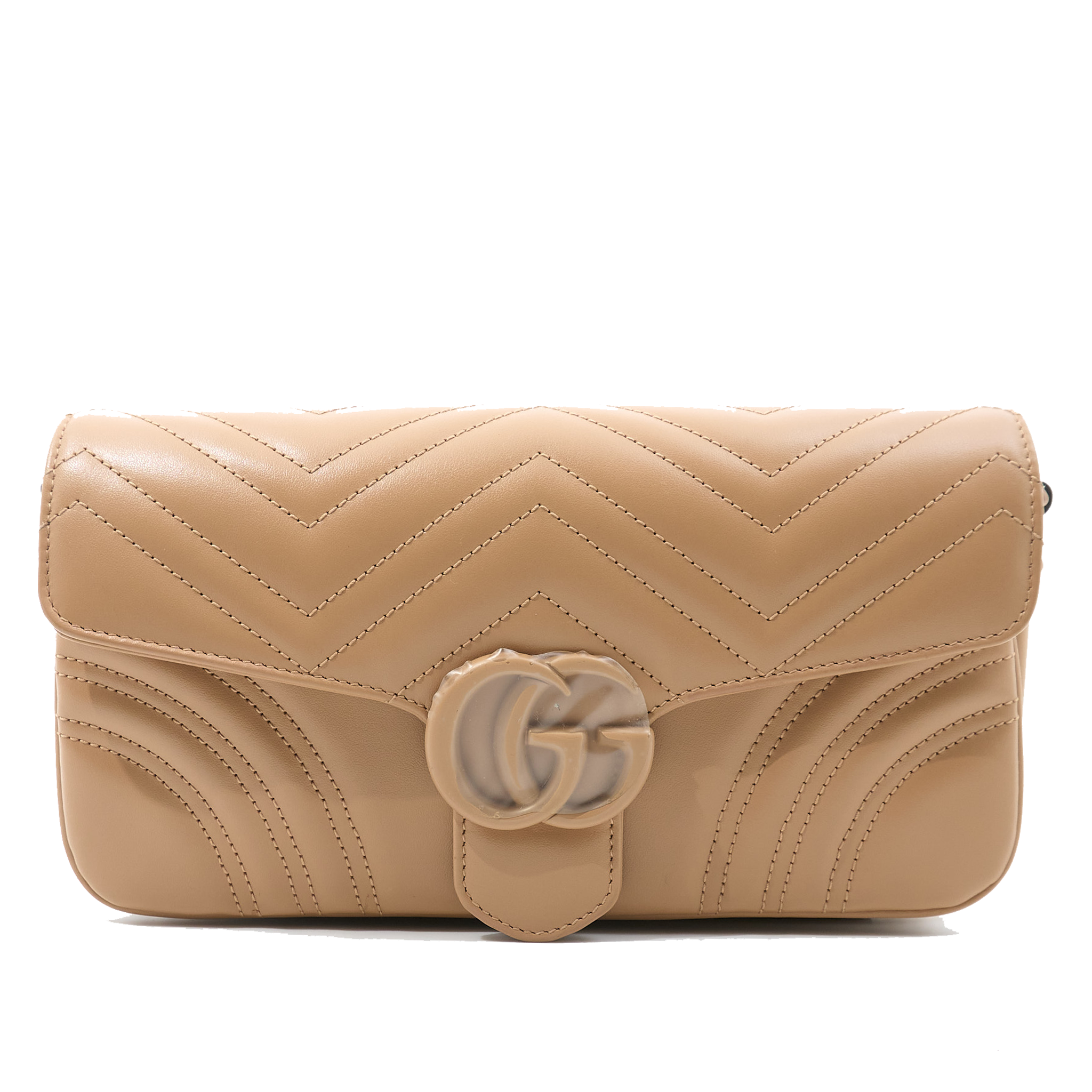 Gucci GG Marmont Monochrome Flap Bag Matelasse Leather Beige