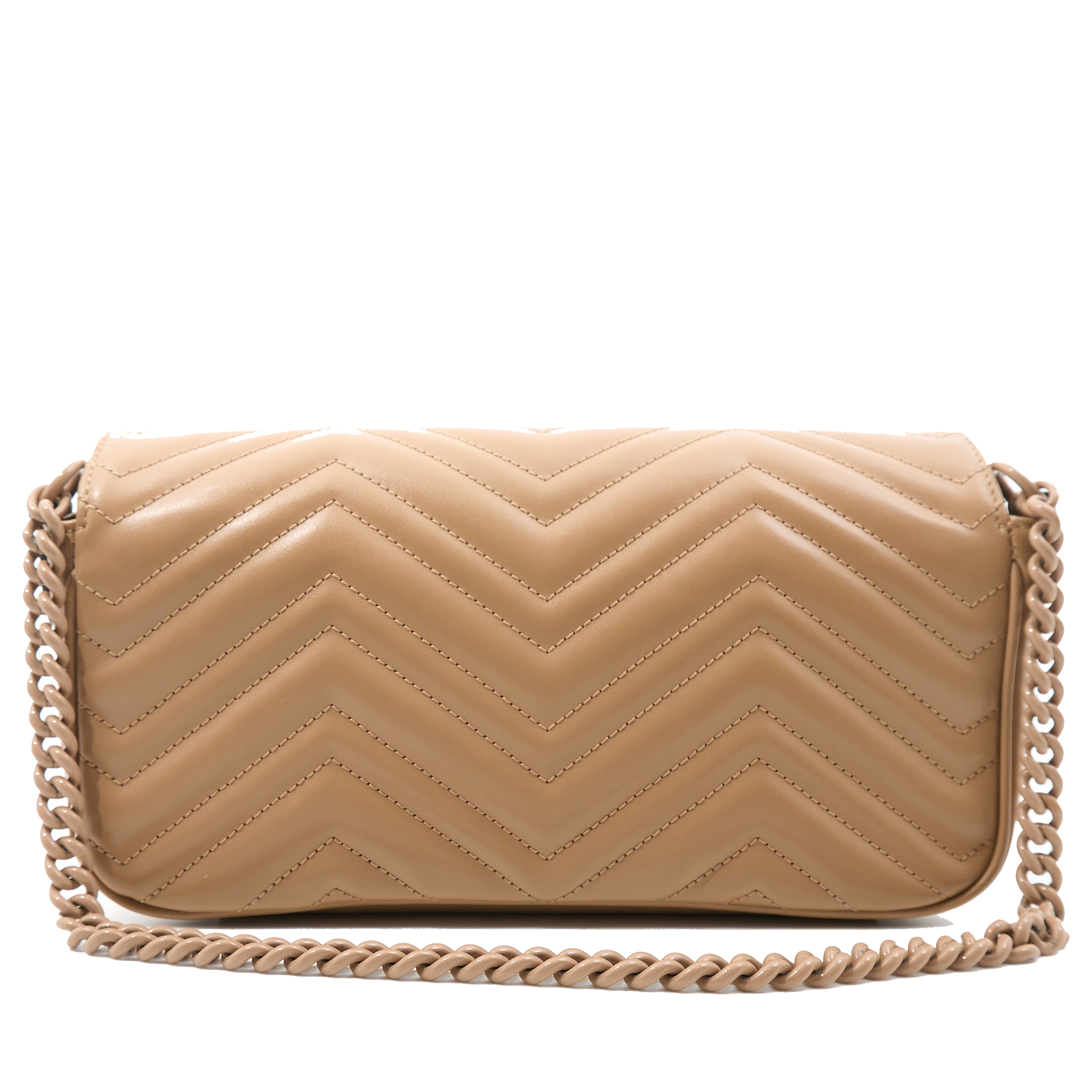 Gucci GG Marmont Monochrome Flap Bag Matelasse Leather Beige