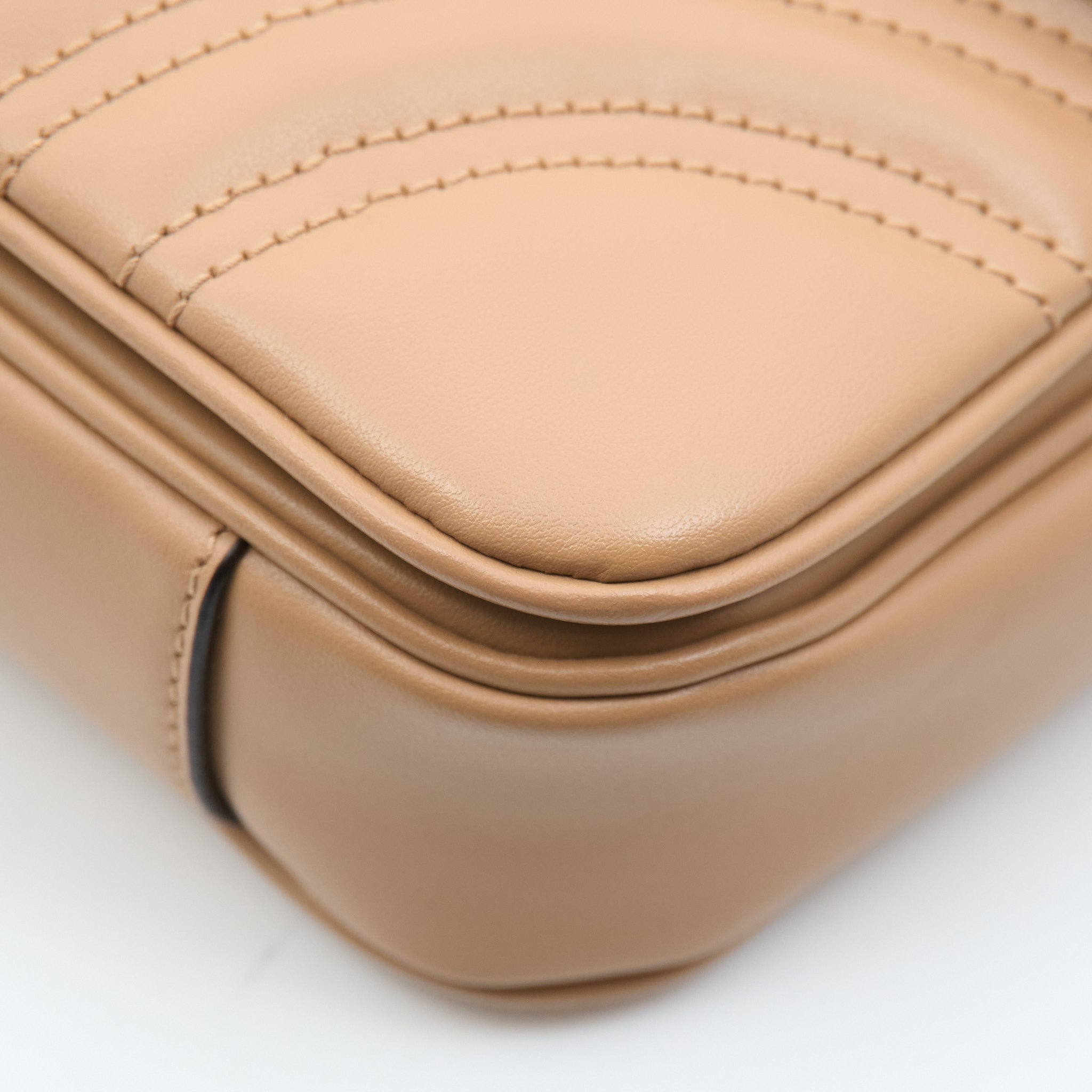 Gucci GG Marmont Monochrome Flap Bag Matelasse Leather Beige