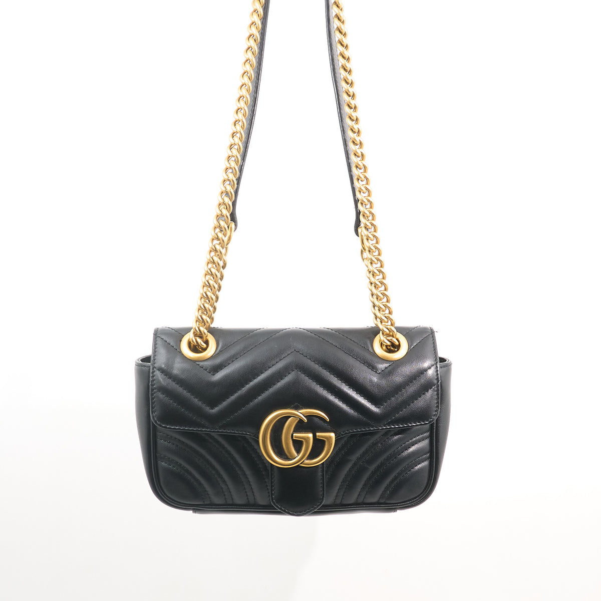 Gucci GG Marmont Matelassé Small Shoulder Flap Bag Black