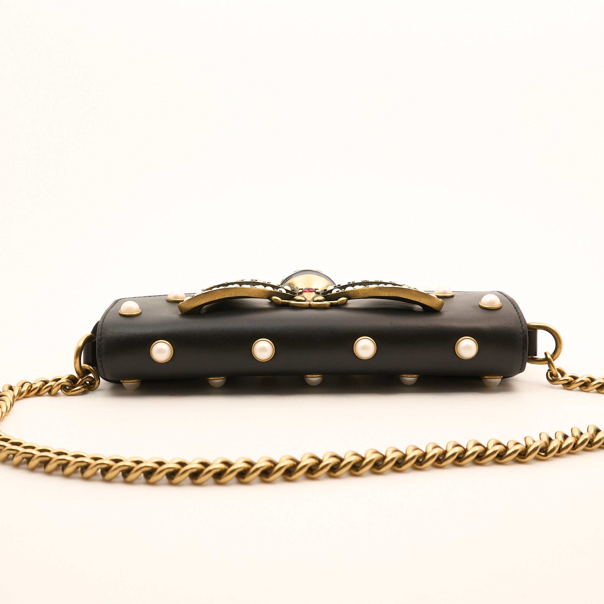 Gucci Queen Bee Black Leather Shoulder Bag