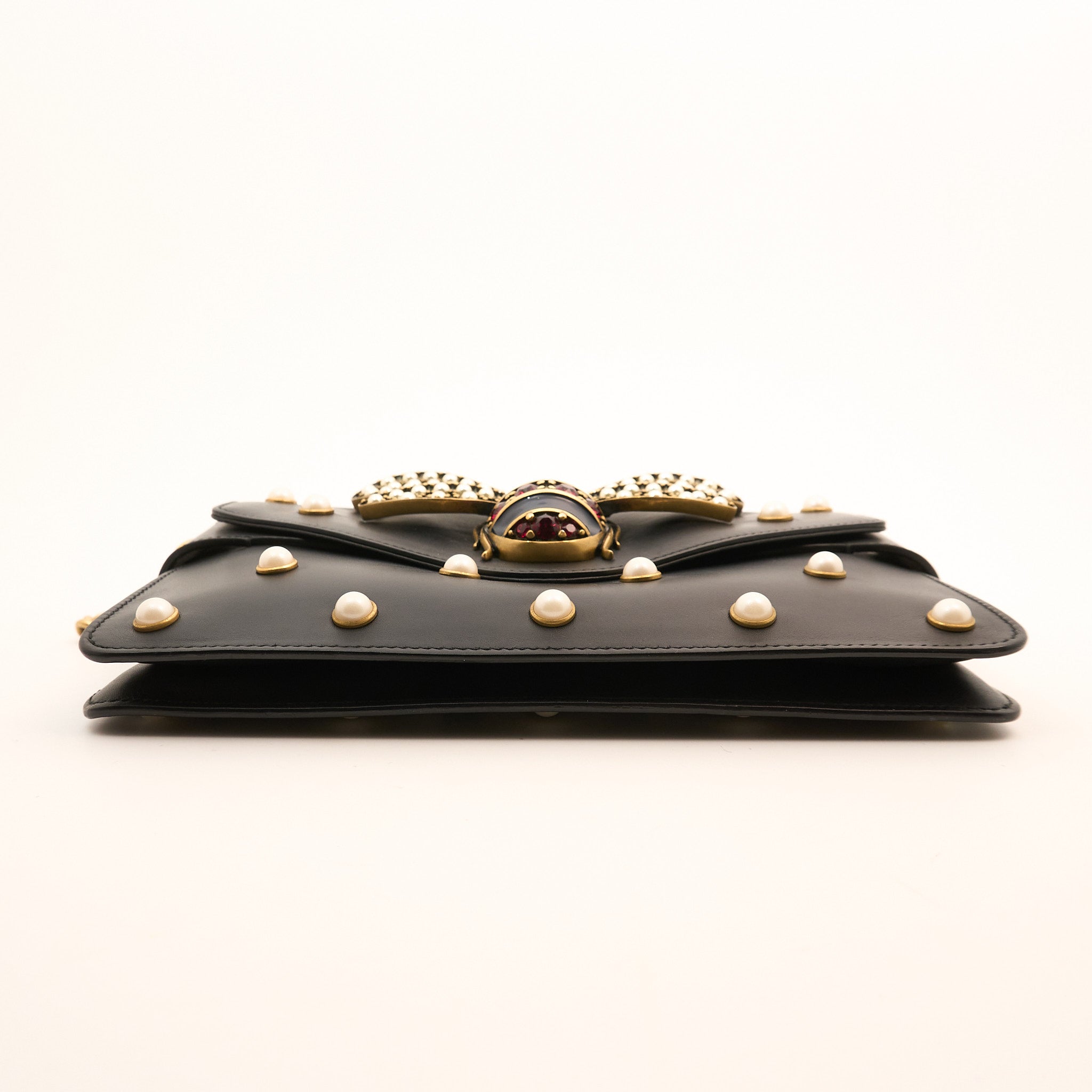 Gucci Queen Bee Black Leather Shoulder Bag
