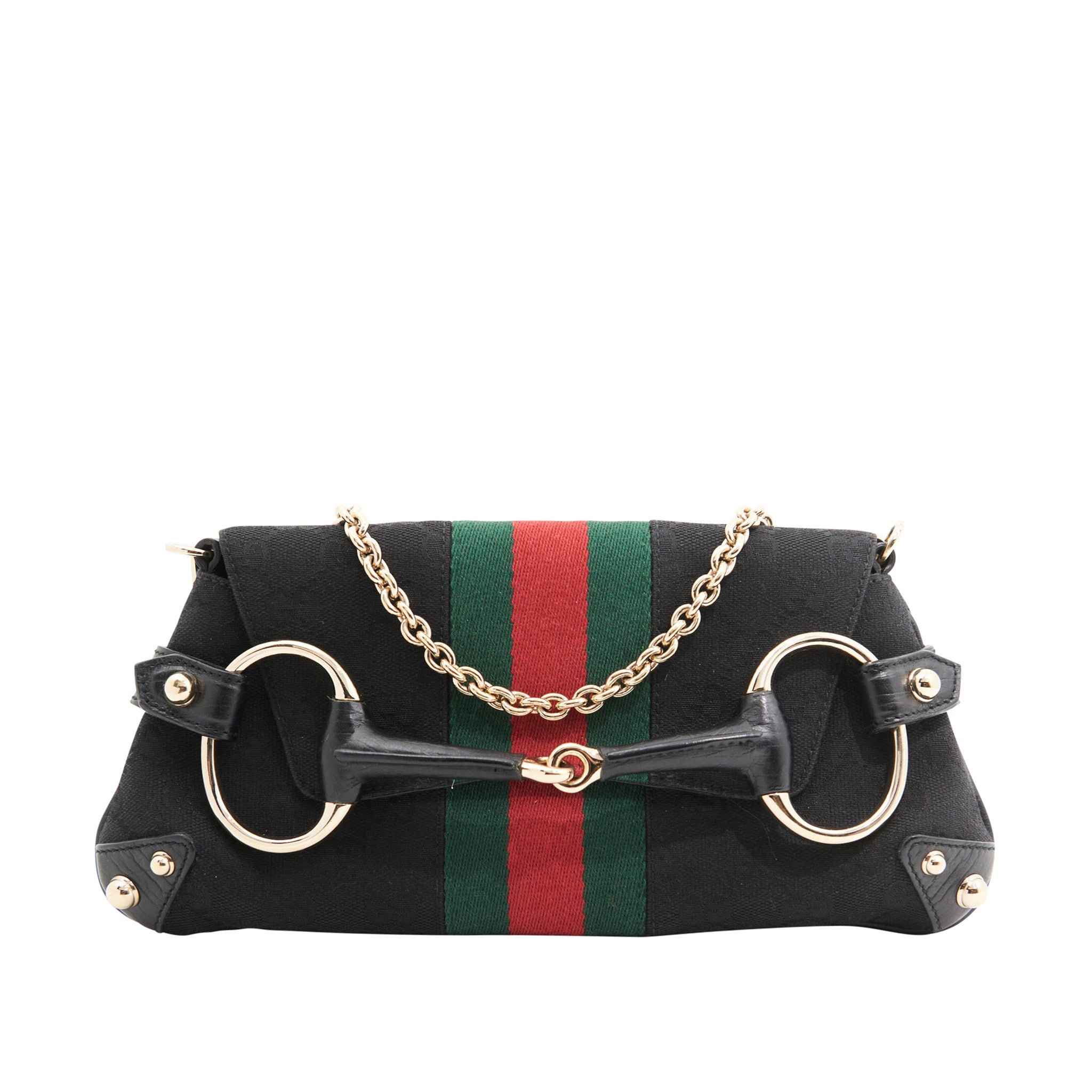 Gucci Vintage Canvas Horsebit in Black Gucci Monogram GHW