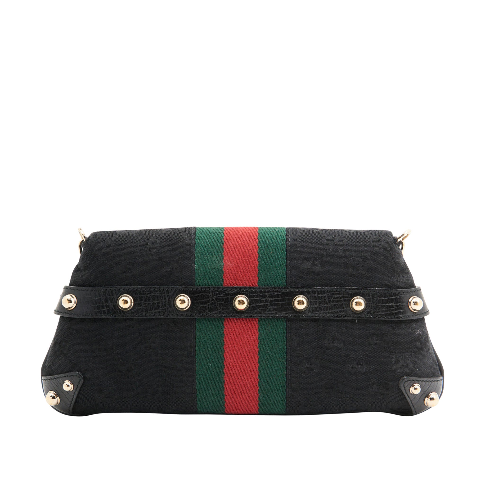Gucci Vintage Canvas Horsebit in Black Gucci Monogram GHW