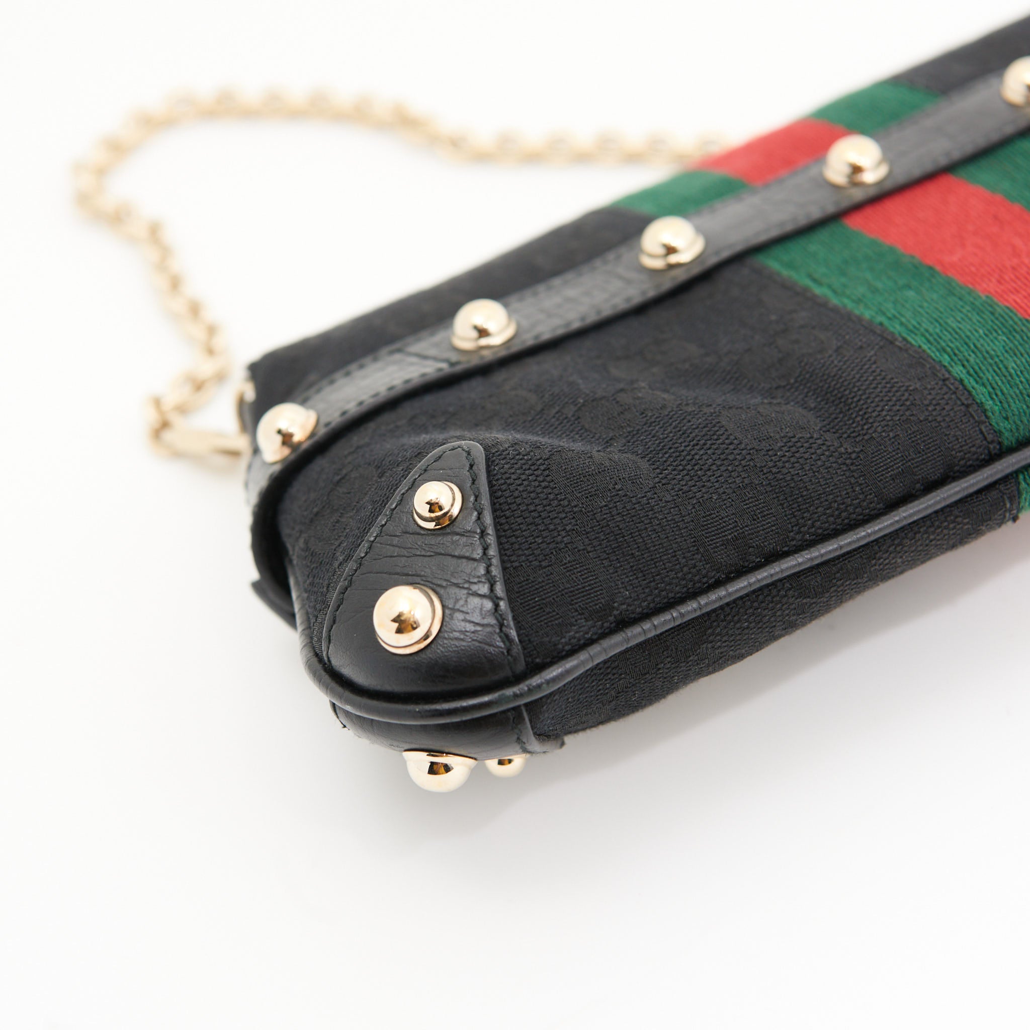 Gucci Vintage Canvas Horsebit in Black Gucci Monogram GHW